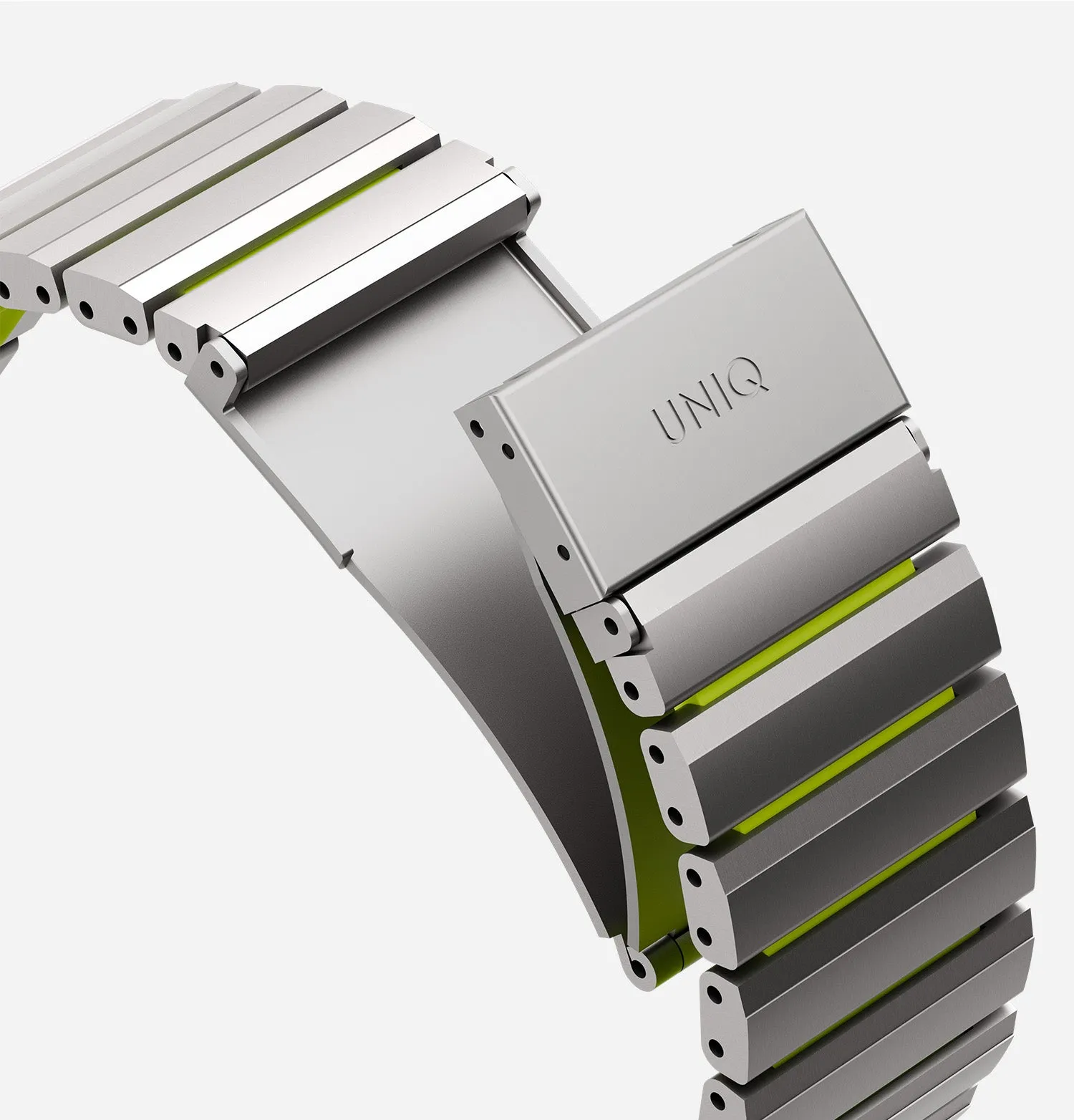 Ремешок UNIQ Strova Flex для Apple Watch 49/46/45/44 мм, зеленый / желтый (Titaniumsilver Limegreen)photo21