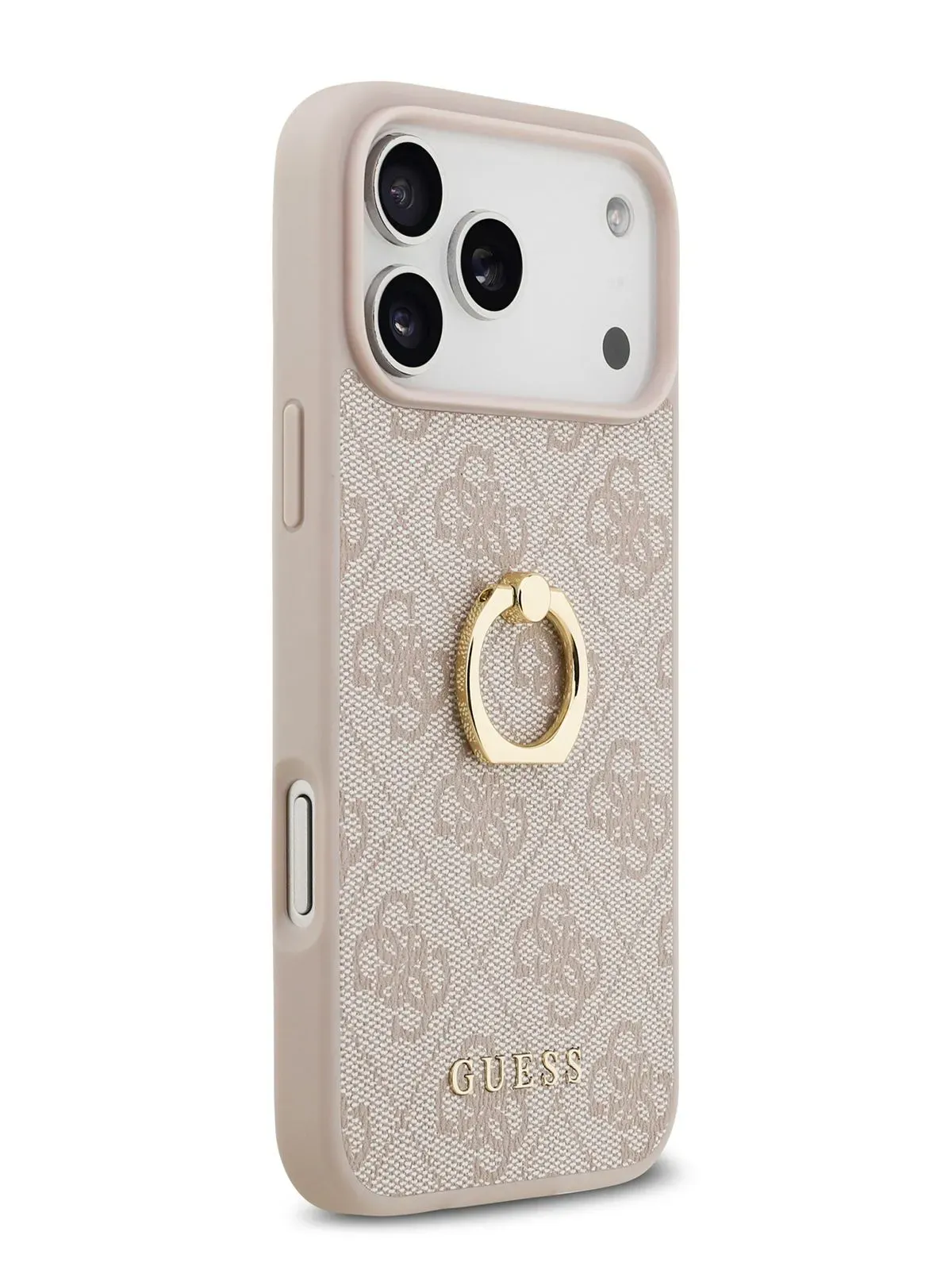Чехол Guess на iPhone 17 Pro Max, Leather Ring, розовый, с металлическими кольцом держателемphoto0
