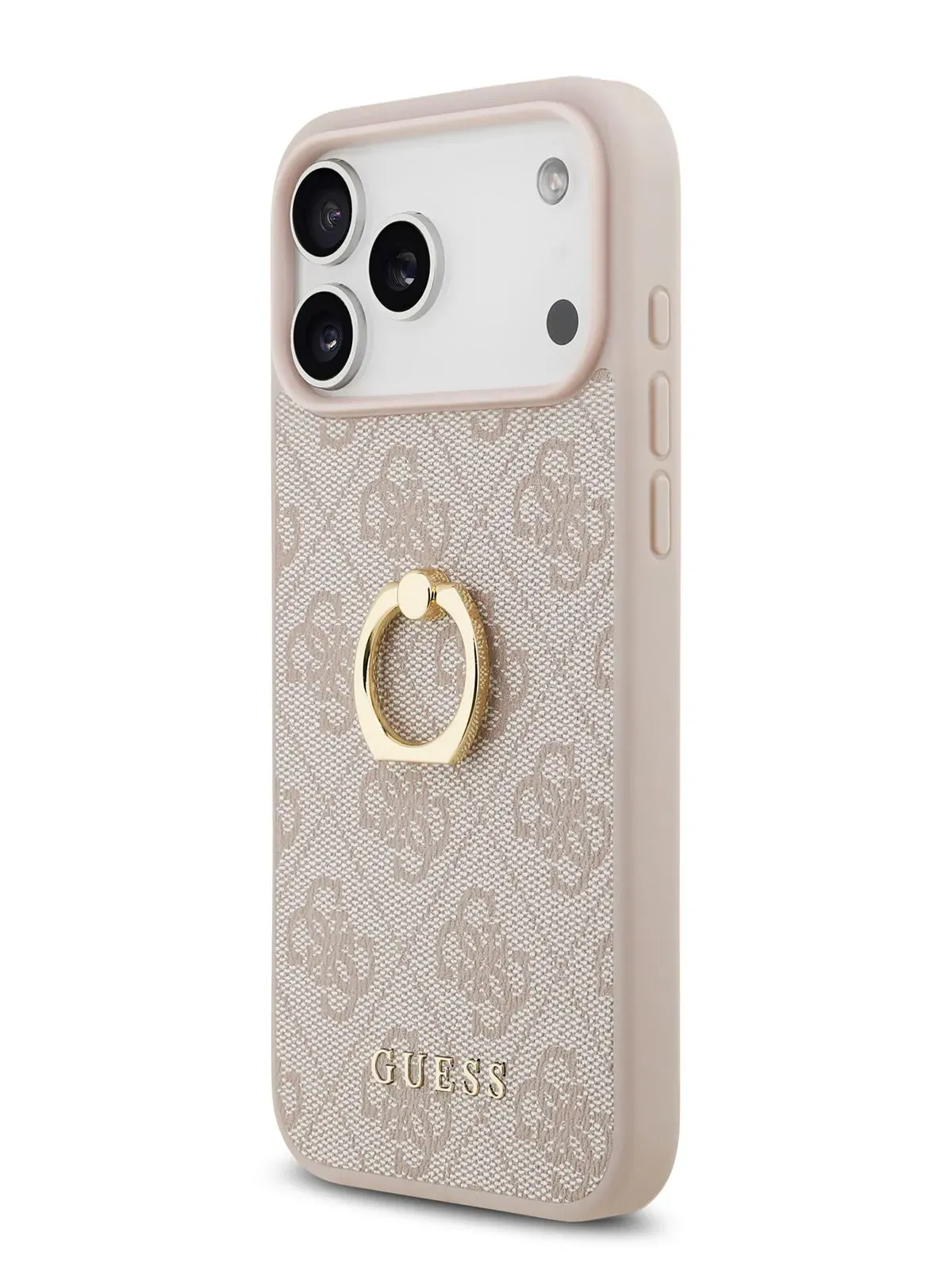 Чехол Guess на iPhone 17 Pro Max, Leather Ring, розовый, с металлическими кольцом держателемphoto2