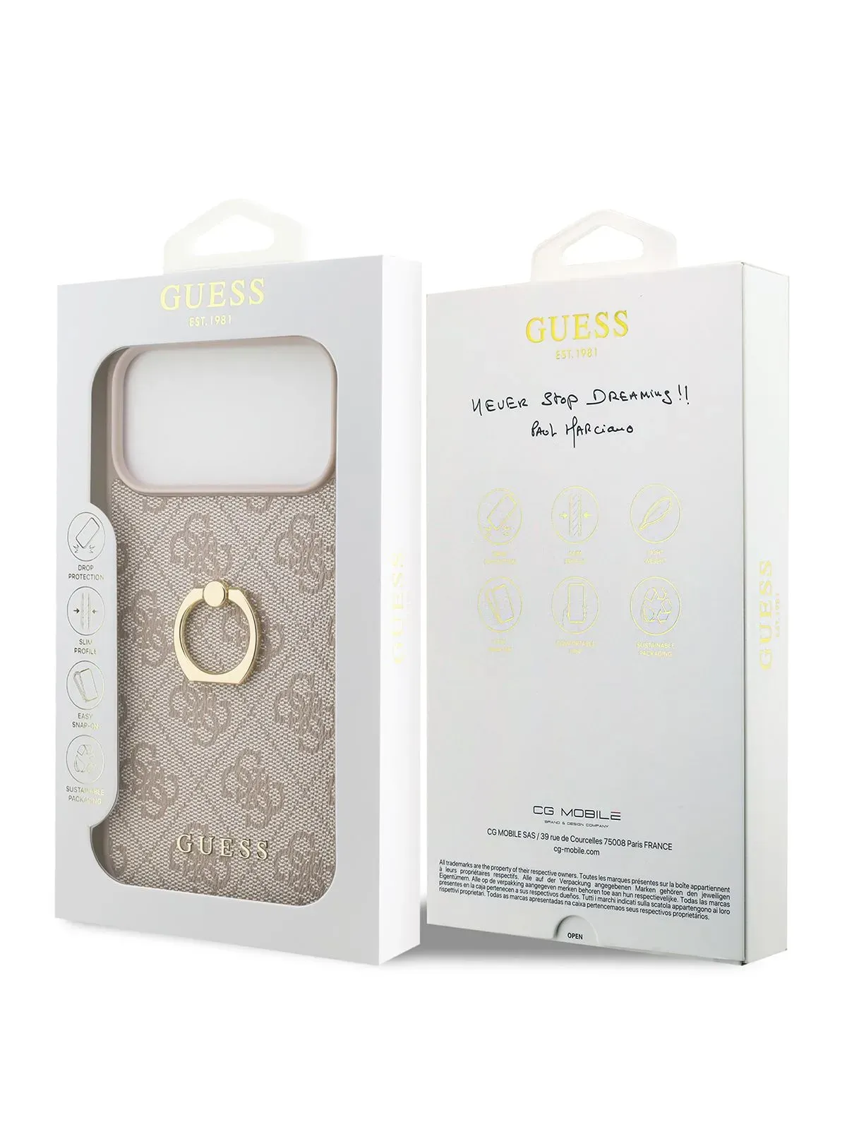 Чехол Guess на iPhone 17 Pro Max, Leather Ring, розовый, с металлическими кольцом держателемphoto6