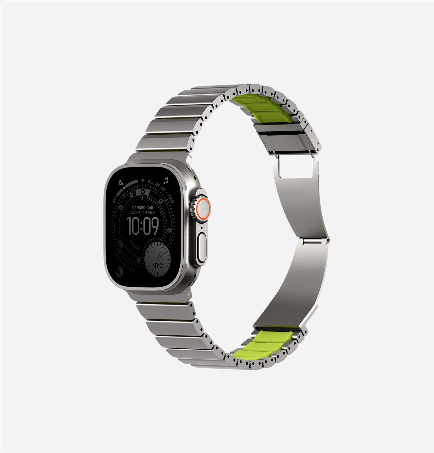 Ремешок UNIQ Strova Flex для Apple Watch 49/46/45/44 мм, зеленый / желтый (Titaniumsilver Limegreen)photo19