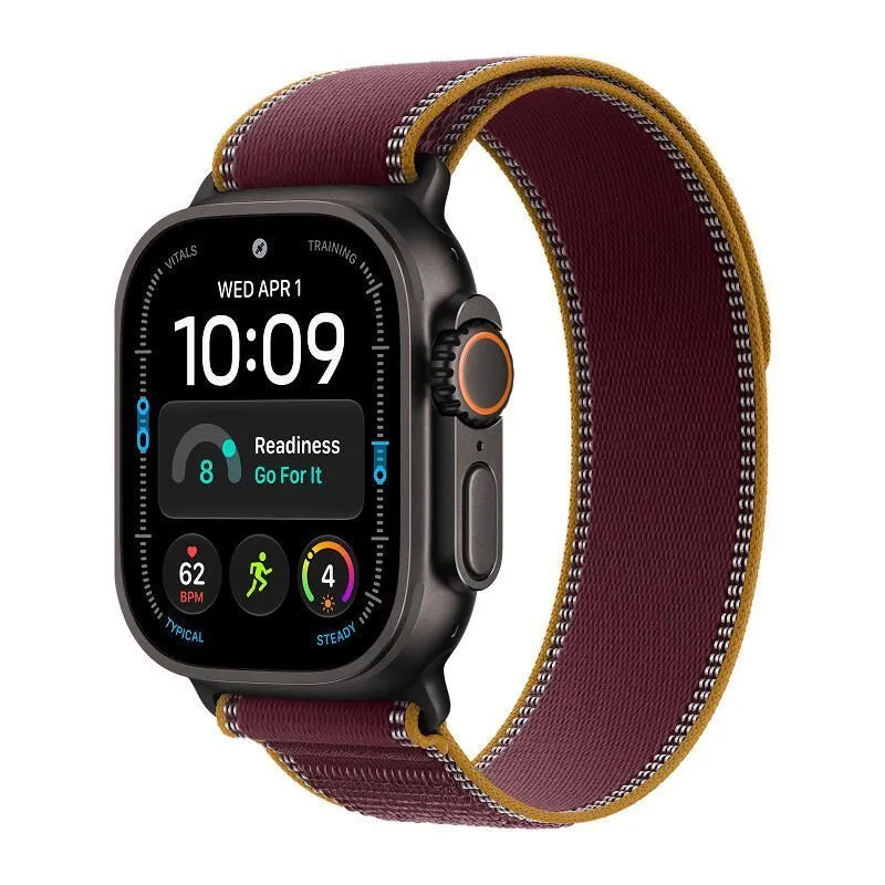 Apple Watch Ultra 4, 49 мм корпус из титана черного цвета, ремешок Trail бордового цветаphoto0