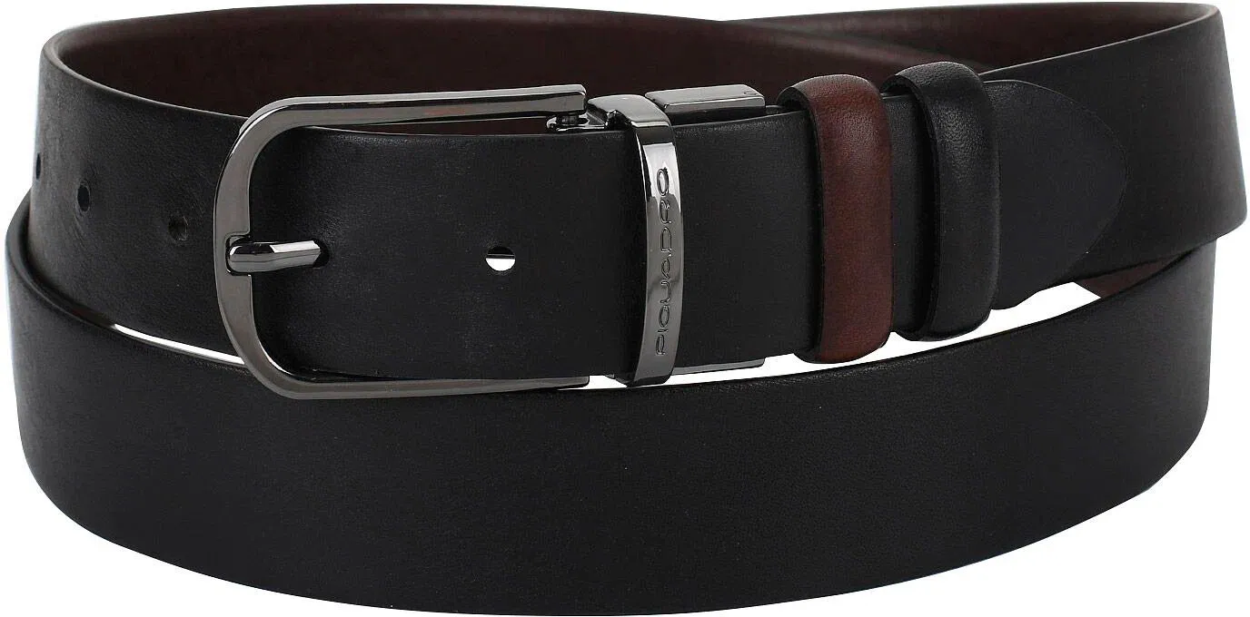 Ремень Piquadro Black Square CU4877B3/TMN, черный/коричневый (двусторонний)photo4