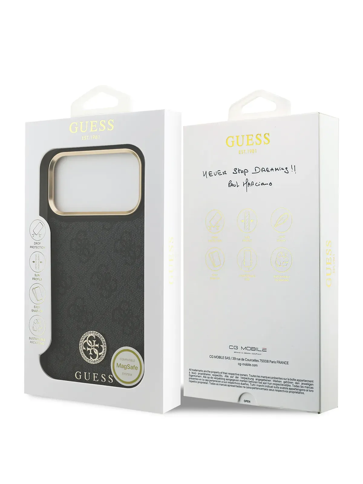 Чехол Guess на iPhone 17 Pro Max,  Leather, MagSafe, черный, Diamondphoto7