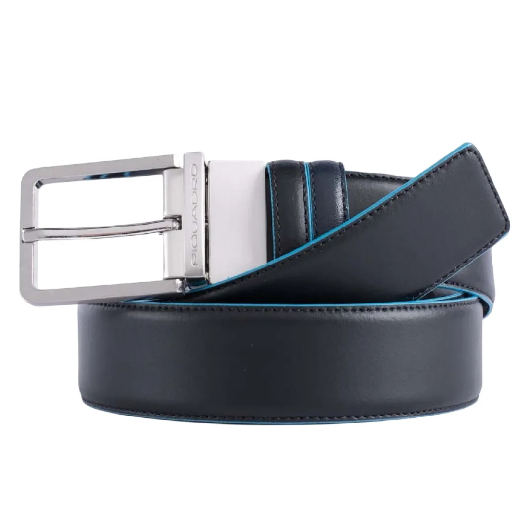 Ремень Piquadro Blue Square CU2619B2/NBLU2, черный/темно-синий (двусторонний)photo0