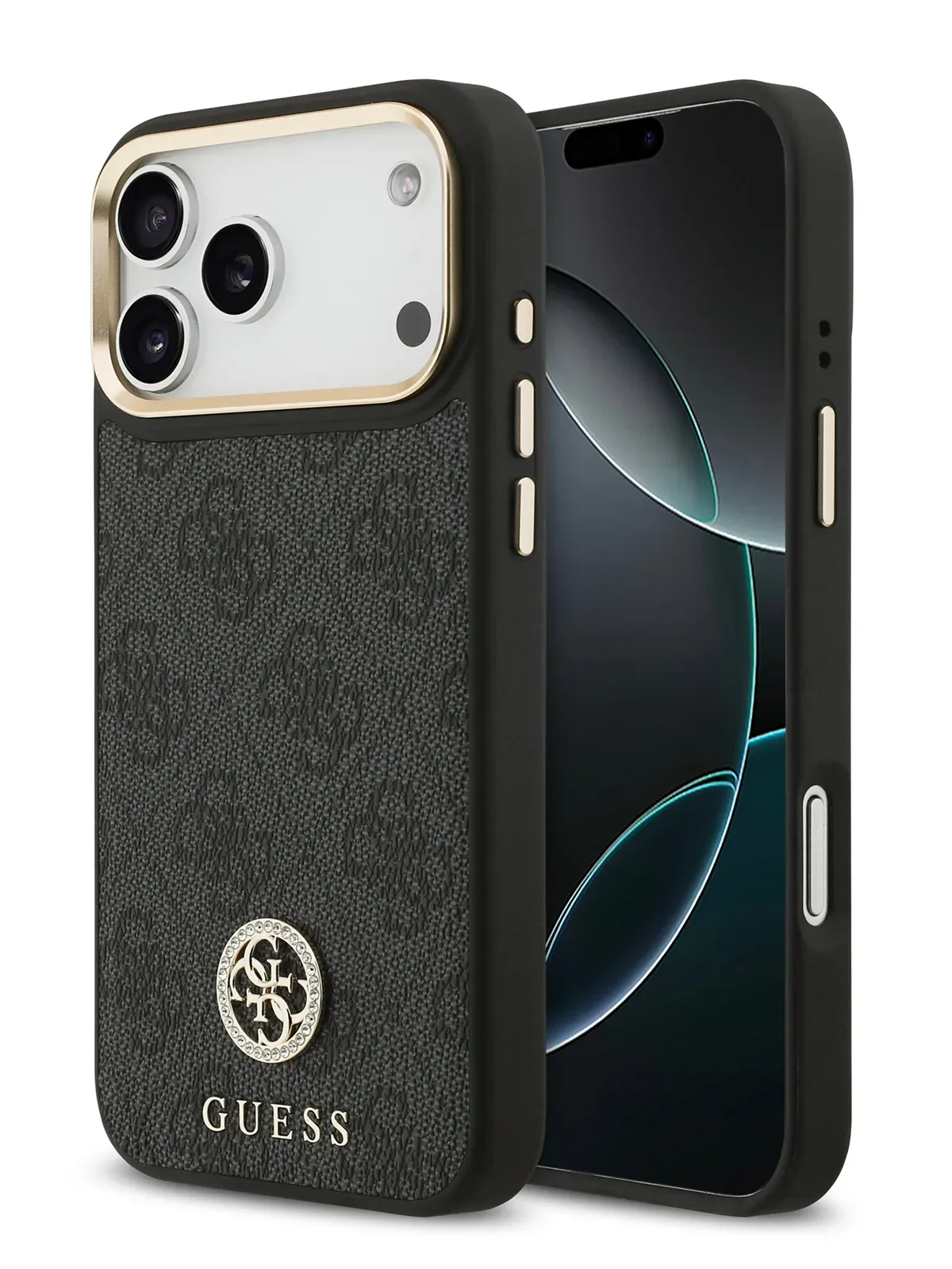 Чехол Guess на iPhone 17 Pro Max,  Leather, MagSafe, черный, Diamondphoto4