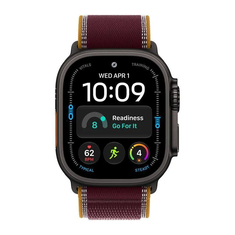 Apple Watch Ultra 4, 49 мм корпус из титана черного цвета, ремешок Trail бордового цветаphoto1