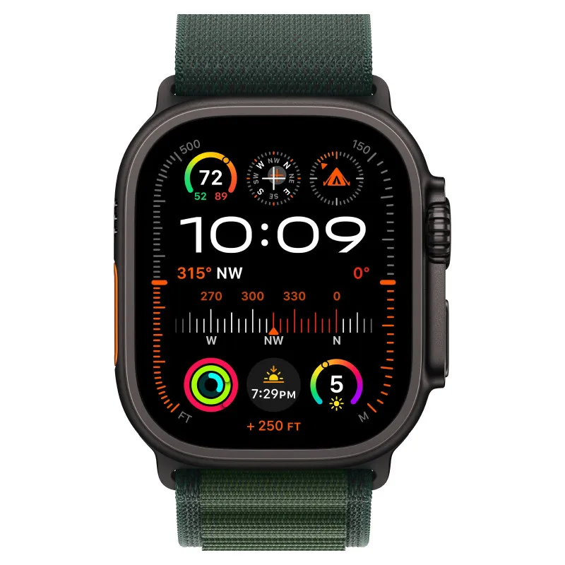 Apple Watch Ultra 2024 GPS + Cellular, 49 мм корпус из титана цвета Черный титан, ремешок Alpine темно-зеленого цветаphoto1