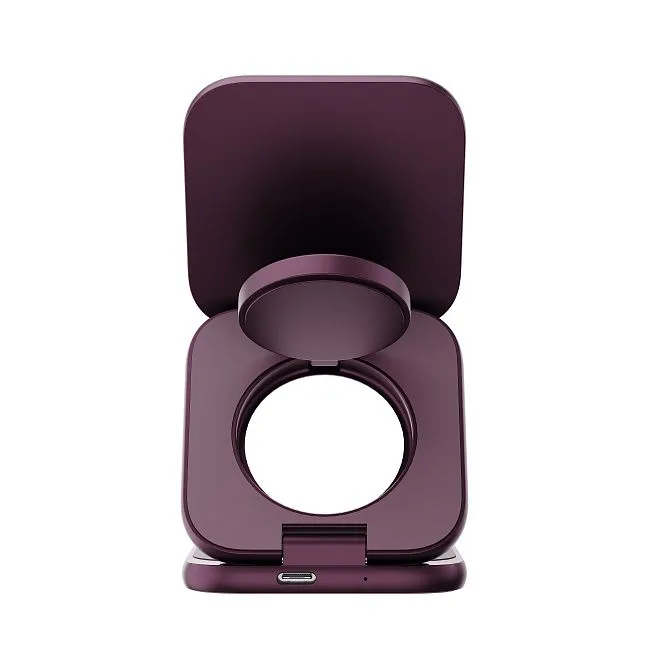 Складное беспроводное зарядное устройство 3 в 1 Magssory Fold Ultra для Apple Burgundyphoto1