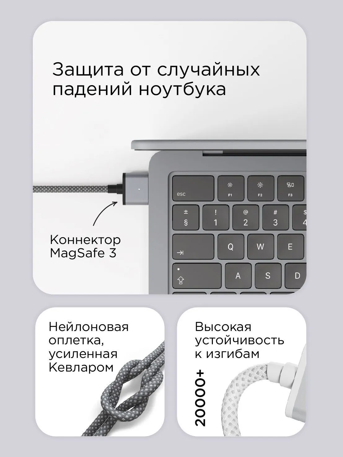 Дата-кабель VLP Cable USB C - MagSafe, 2.0м, серый космосphoto3