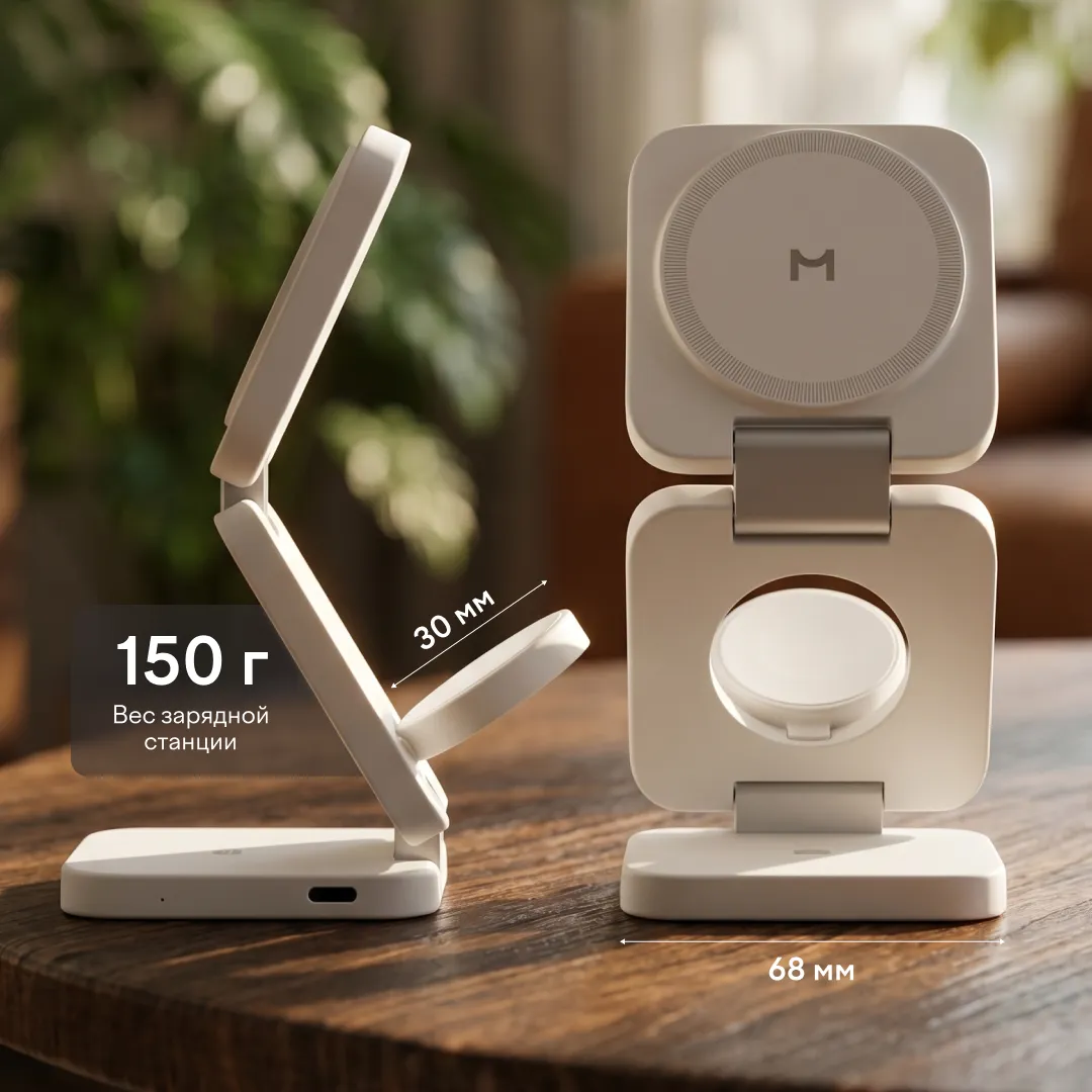 Беспроводное зарядное устройство Magssory Flex 3 в 1 Whitephoto14
