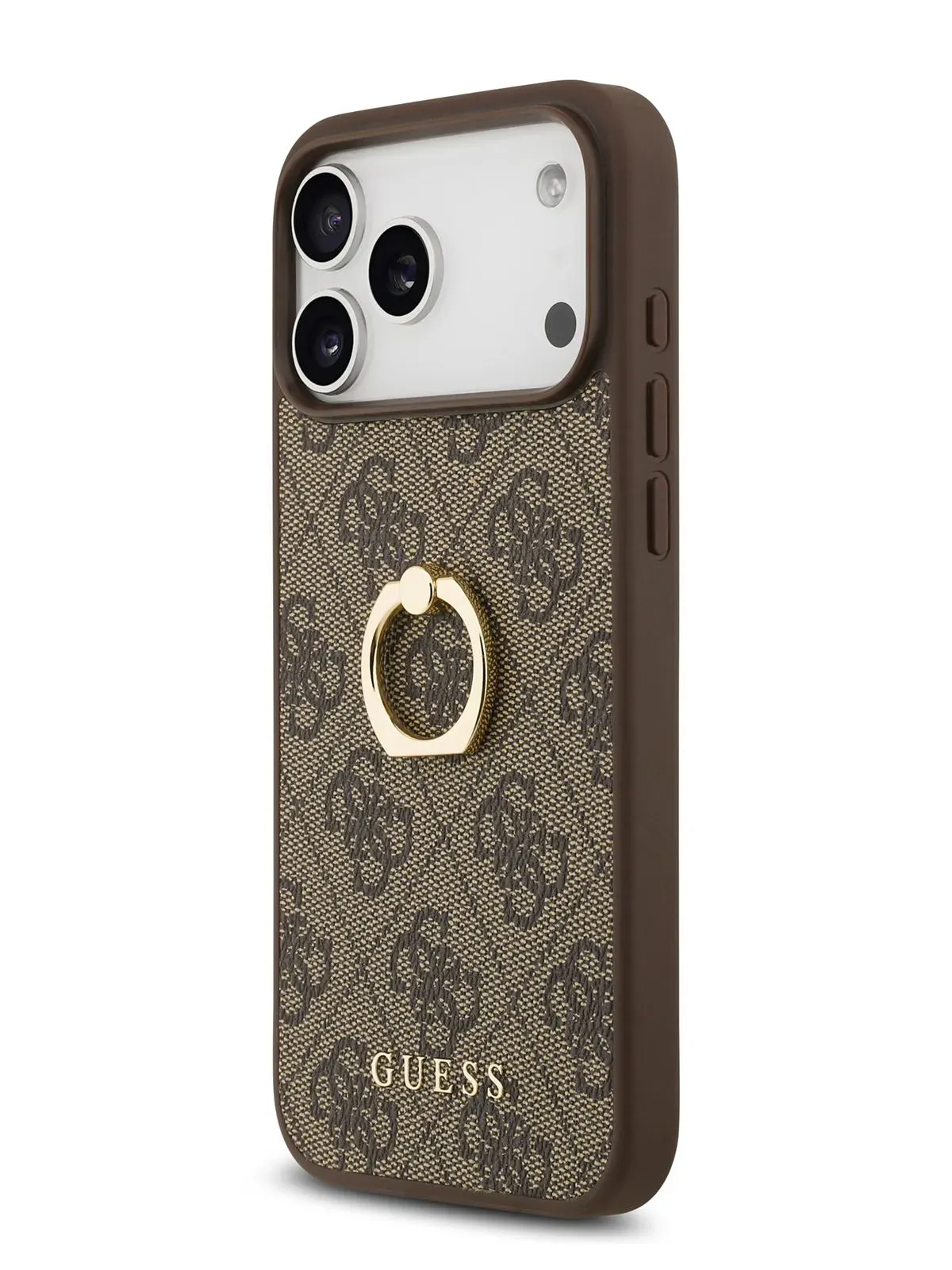 Чехол Guess на iPhone 17 Pro Max, Leather Ring, коричневый, с металлическими кольцом держателемphoto2