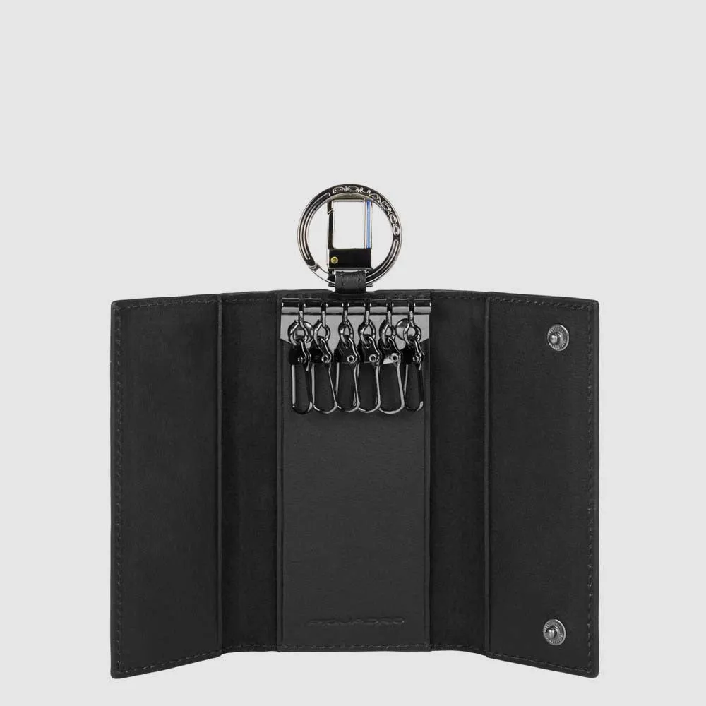 Кожаная ключница на шесть крючков Black Square Piquadro PC1397B3/N, чёрныйphoto1