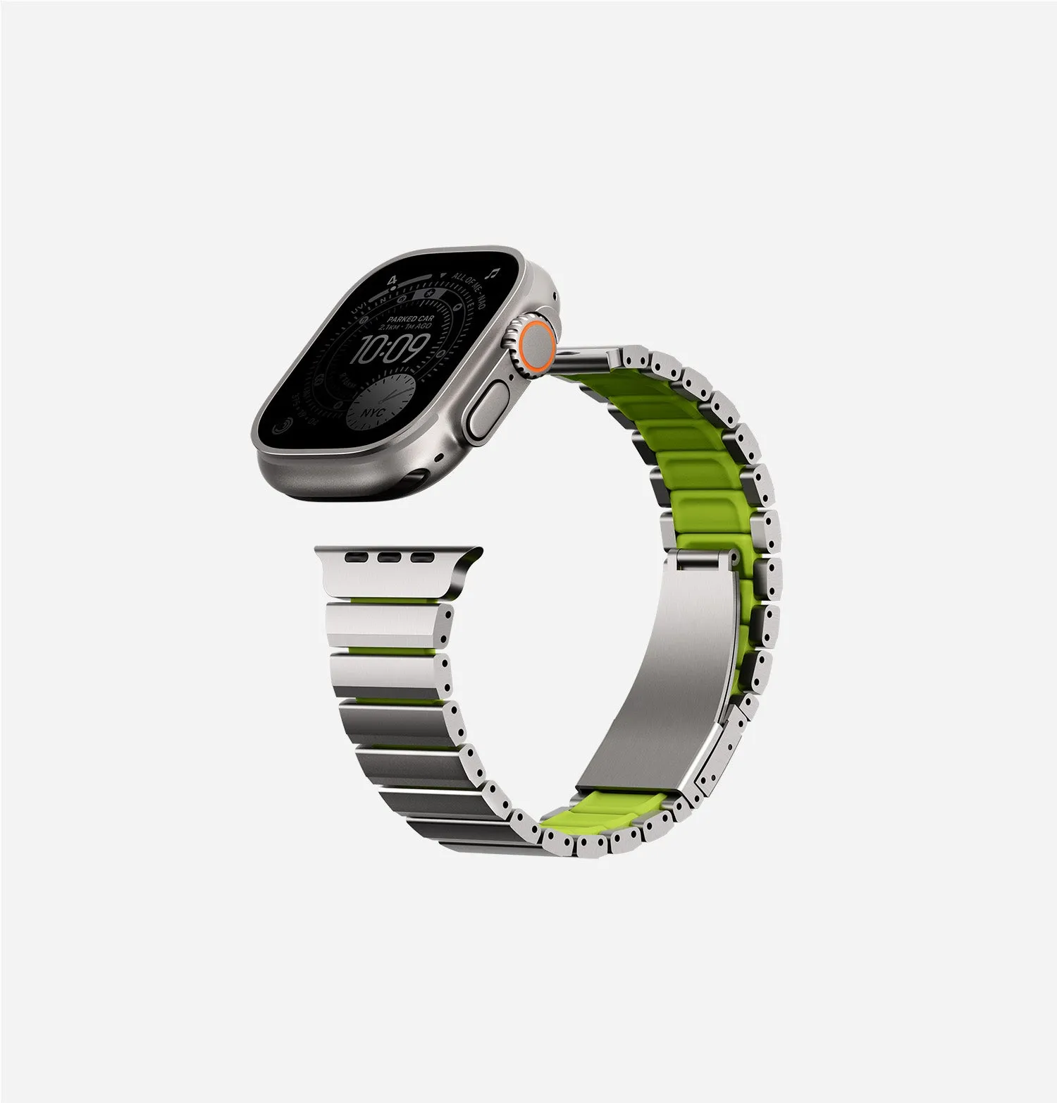 Ремешок UNIQ Strova Flex для Apple Watch 49/46/45/44 мм, зеленый / желтый (Titaniumsilver Limegreen)photo23