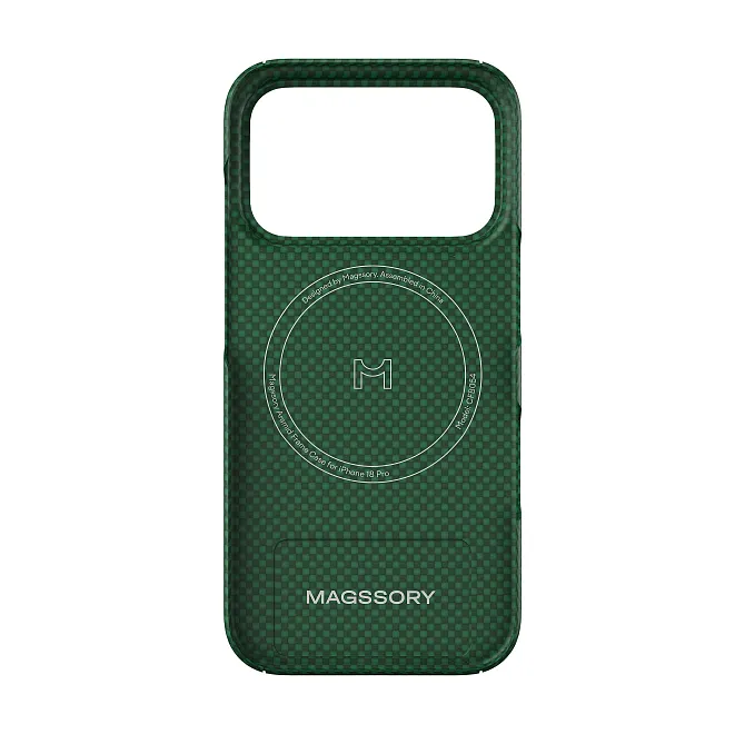 Чехол Magssory Aramid Frame Case для iPhone 18 Pro, пиксельный зеленыйphoto3