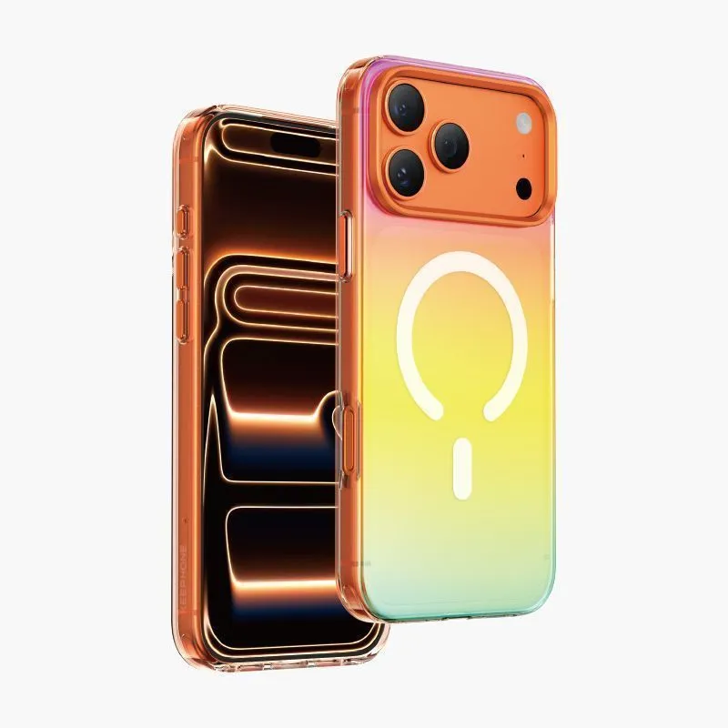 Чехол защитный KEEPHONE RAINBOW для iPhone 17 Pro / iPhone 18 Pro, градиентный сияющий оранжевыйphoto0