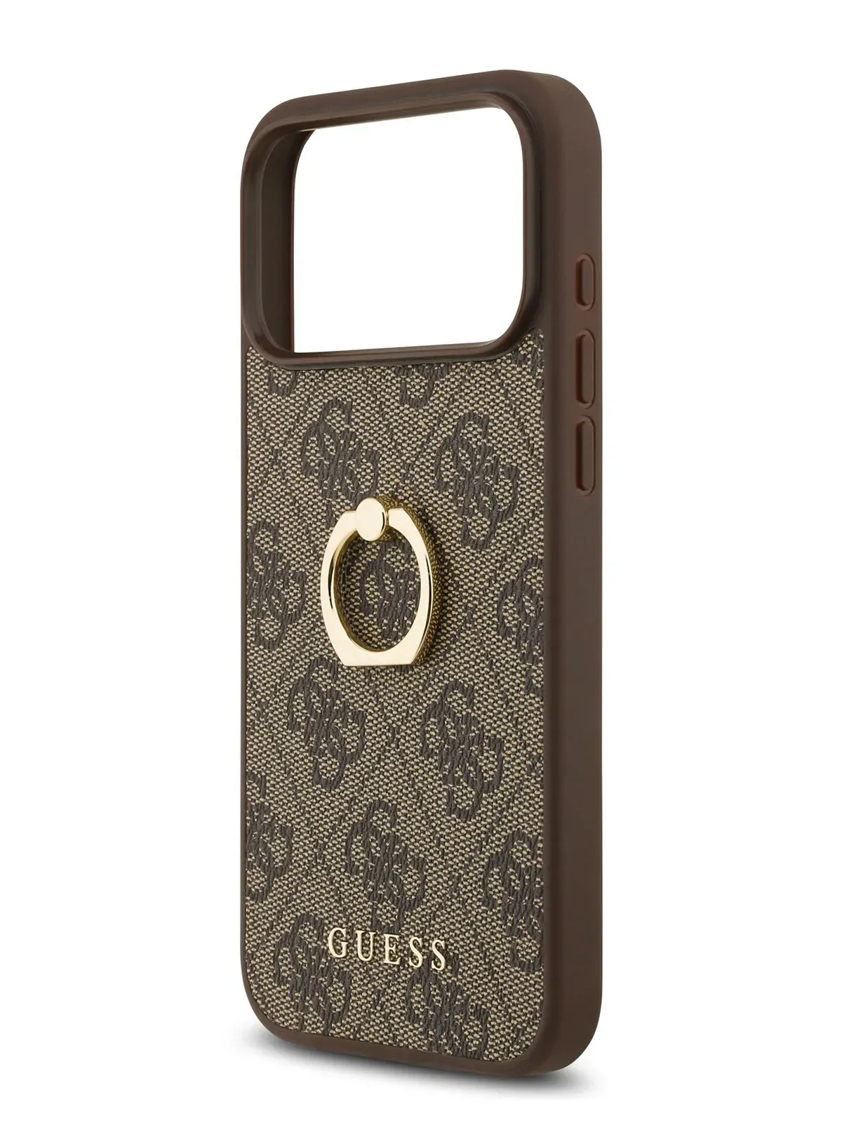 Чехол Guess на iPhone 17 Pro Max, Leather Ring, коричневый, с металлическими кольцом держателемphoto5