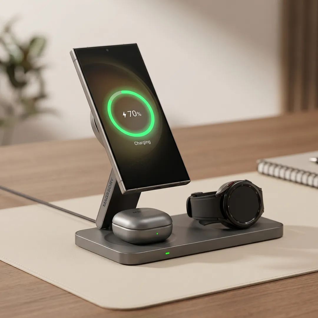 Зарядная станция 3 в 1 Magssory Yoga для Samsung Qi2 Midnight