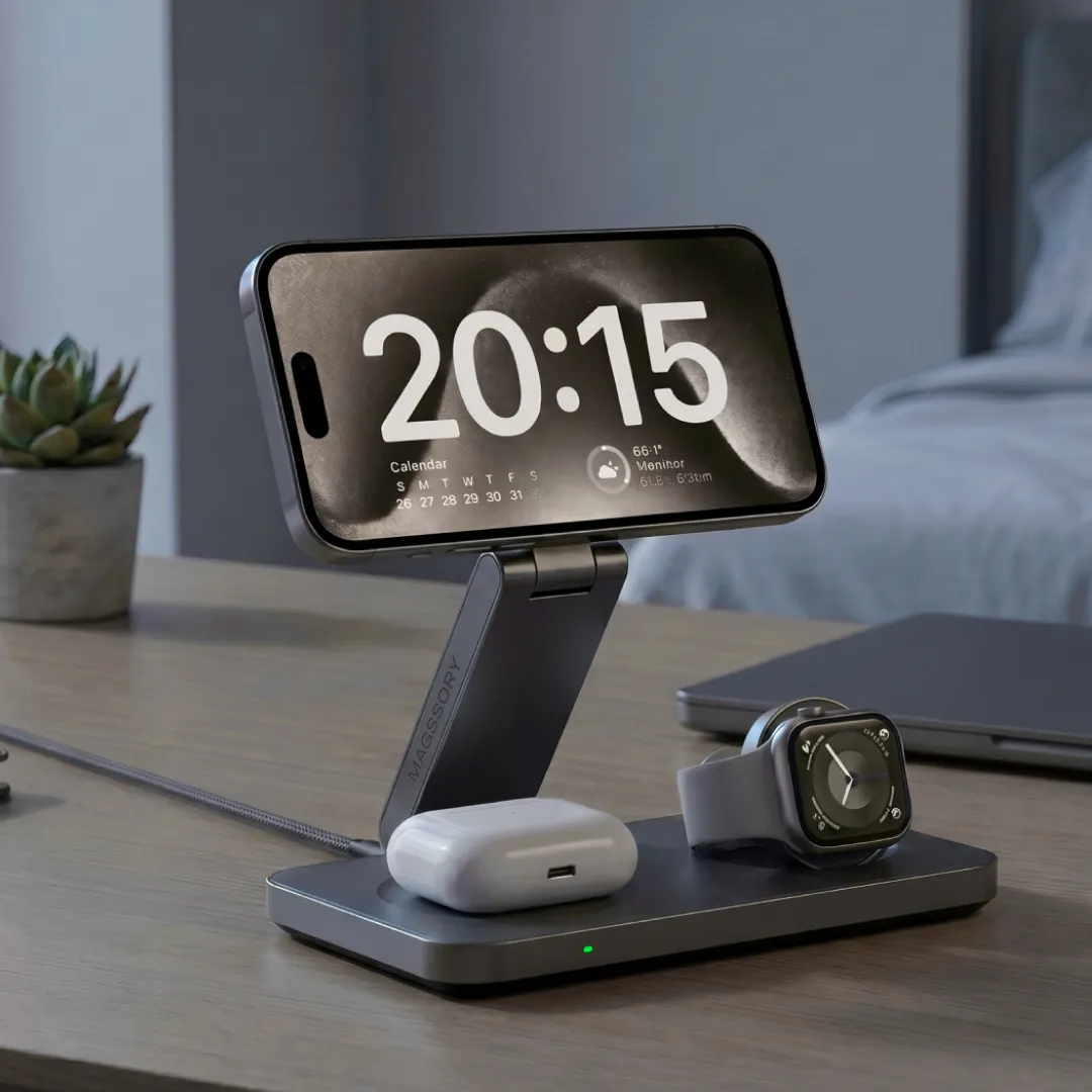 Зарядная станция 3 в 1 Magssory Yoga для Apple Qi2 Midnight