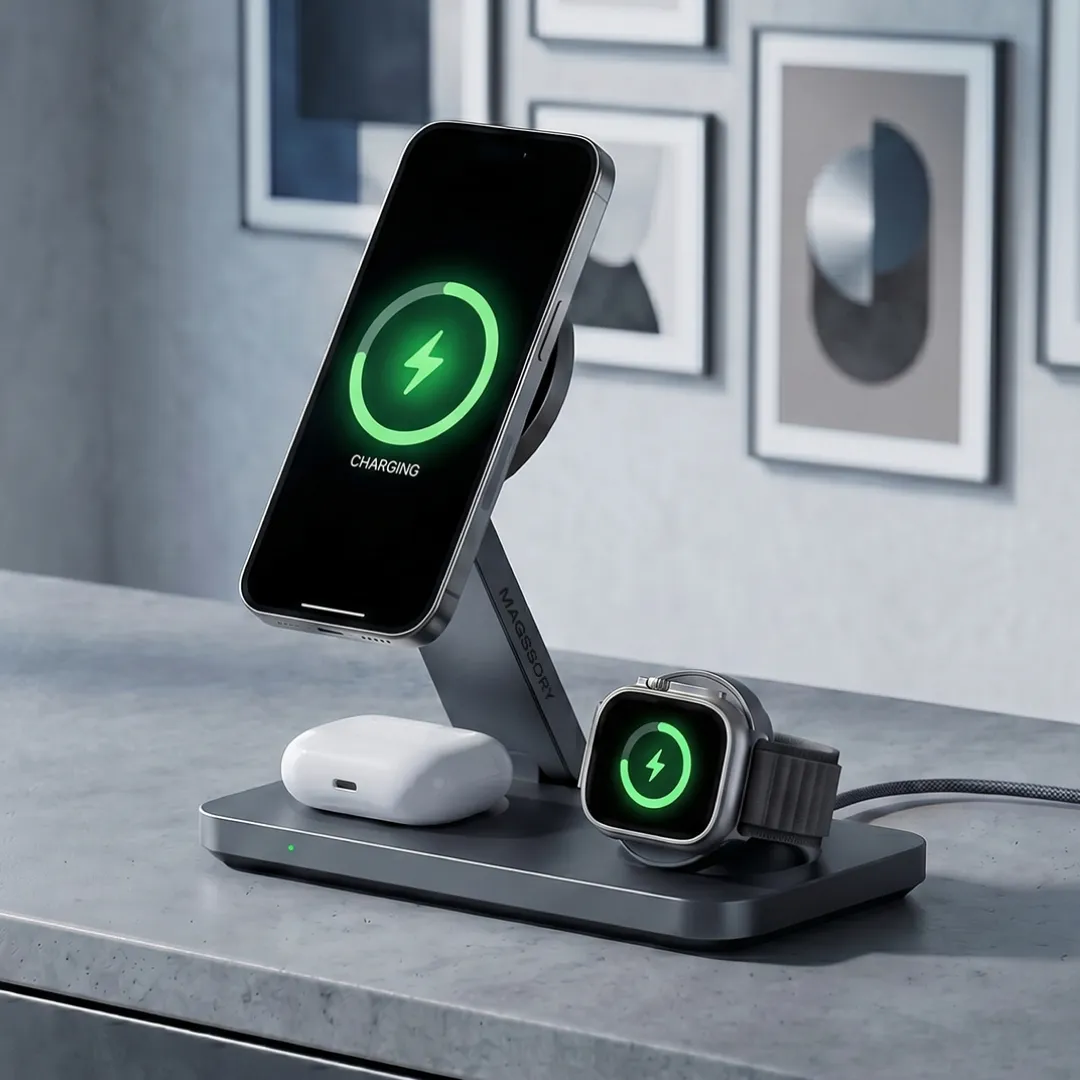 Зарядная станция 3 в 1 Magssory Yoga для Apple Qi2 Midnight