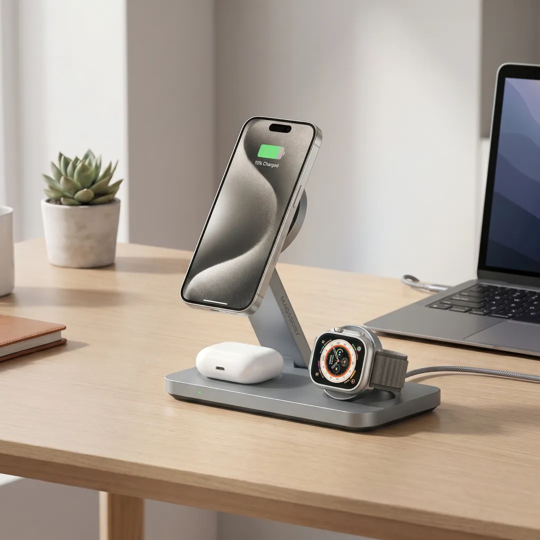 Зарядная станция 3 в 1 Magssory Yoga для Apple Qi2 Midnight