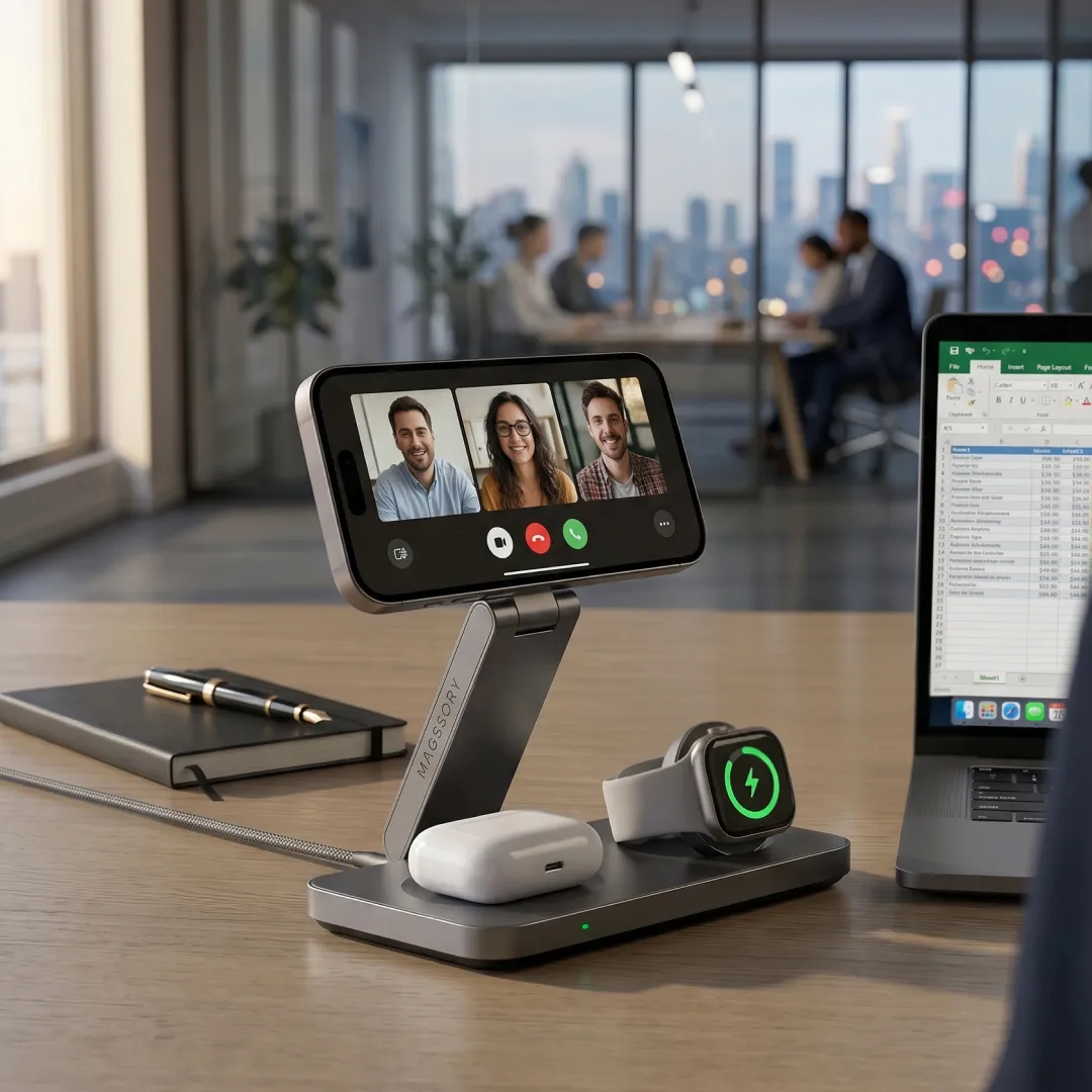 Зарядная станция 3 в 1 Magssory Yoga для Apple Qi2 Titan
