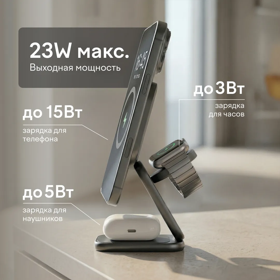 Зарядная станция Magssory Fold Pro 3 в 1 Midnight