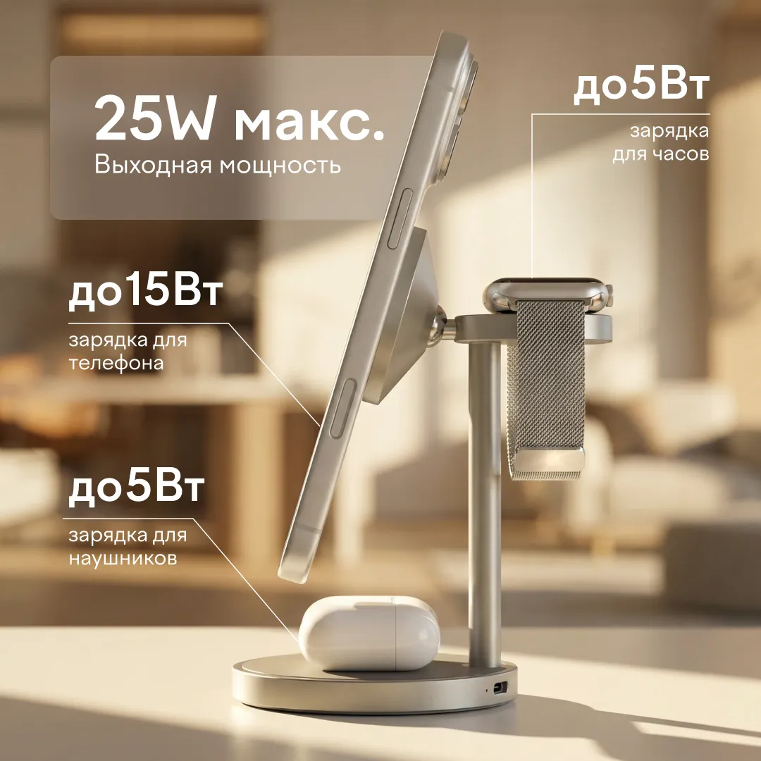 Беспроводное зарядное устройство Magssory Base Pro Qi2 Titan