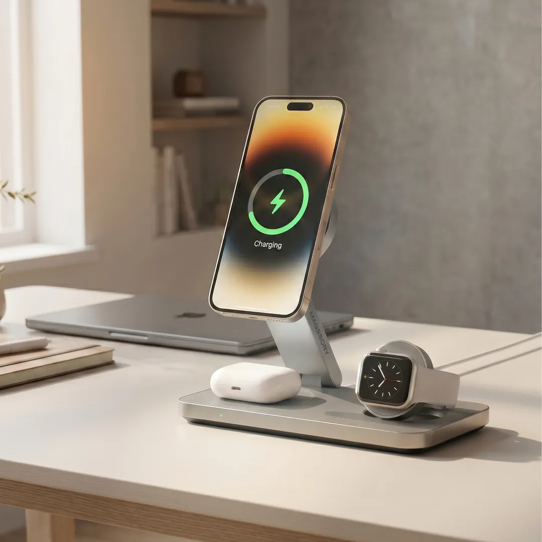 Зарядная станция 3 в 1 Magssory Yoga для Apple Qi2 Titan