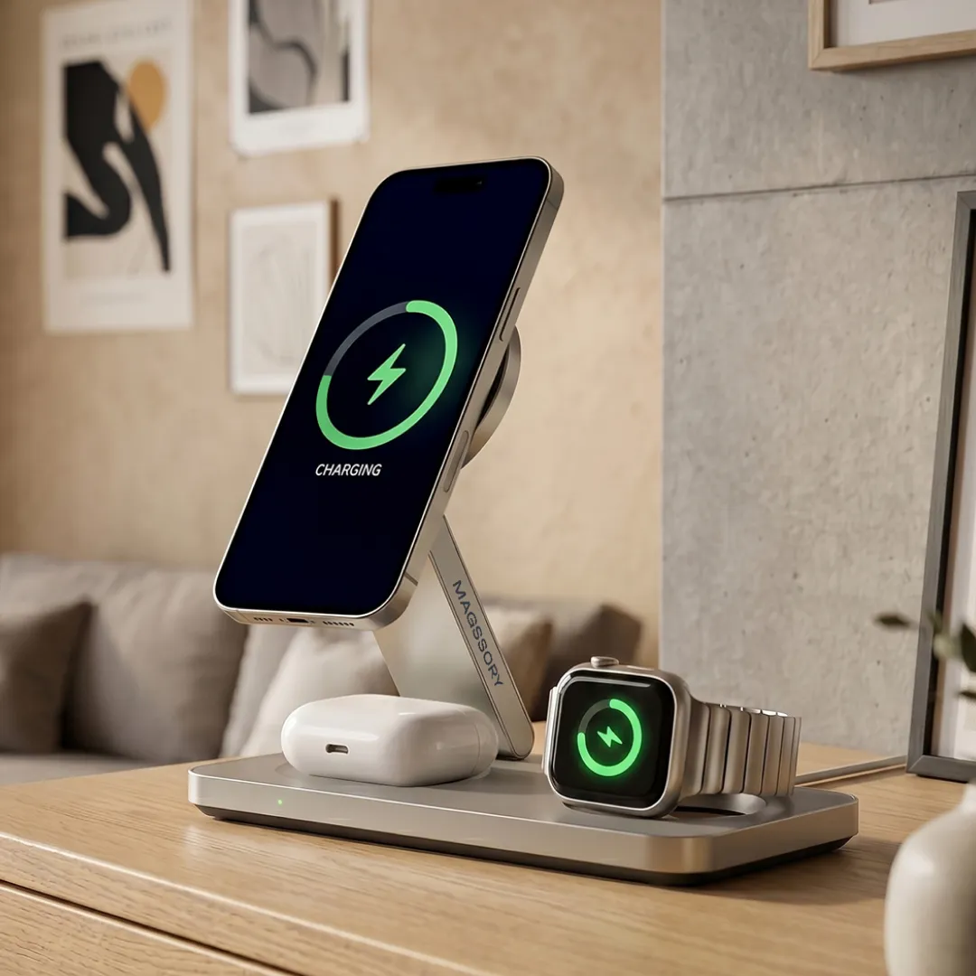 Зарядная станция 3 в 1 Magssory Yoga для Apple Qi2 Titan