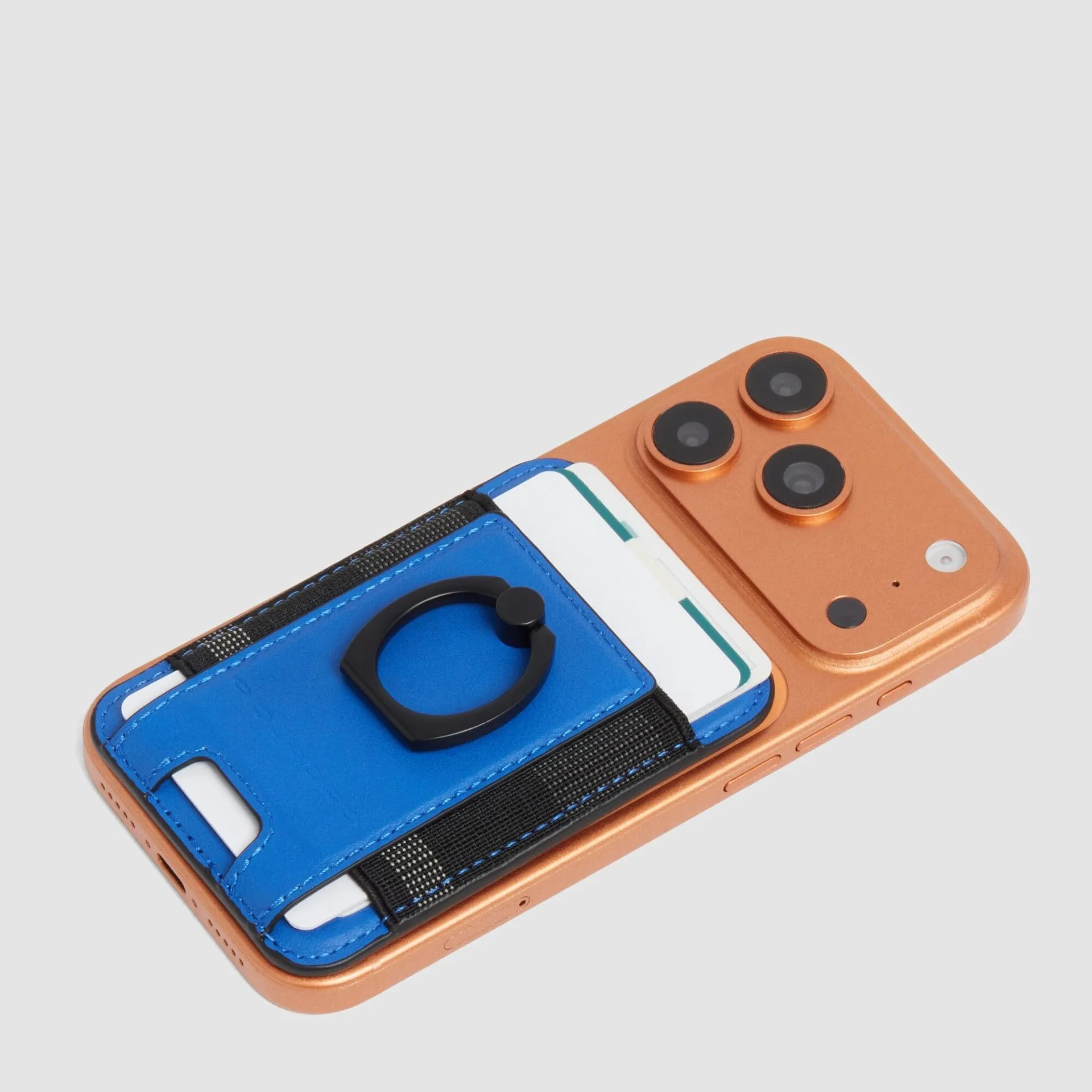 Кожаный картхолдер MagSafe с кольцом-подставкой Piquadro PP7284S145R/BLU, синийphoto2