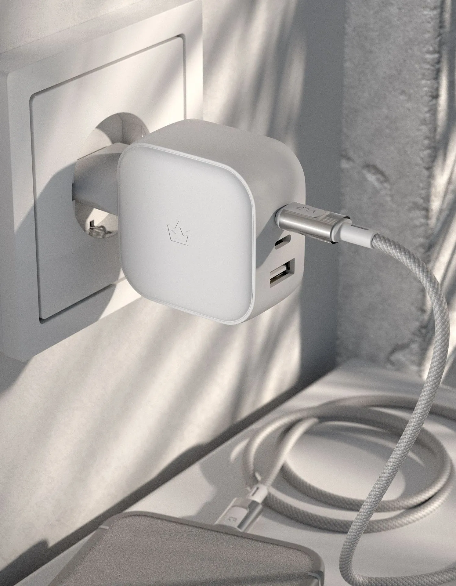 Сетевое зарядное устройство VLP G-Charge 65Вт USB-C+USB-C+USB-A, PD, QC, белыйphoto6