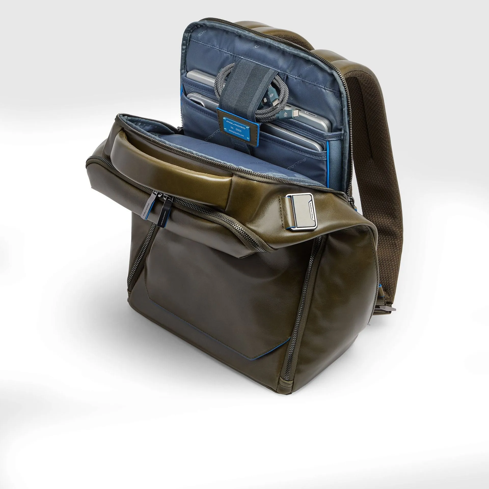 Кожаный рюкзак для ноутбука 14" с RFID-защитой Piquadro CA6591B2/VE, зелёныйphoto3