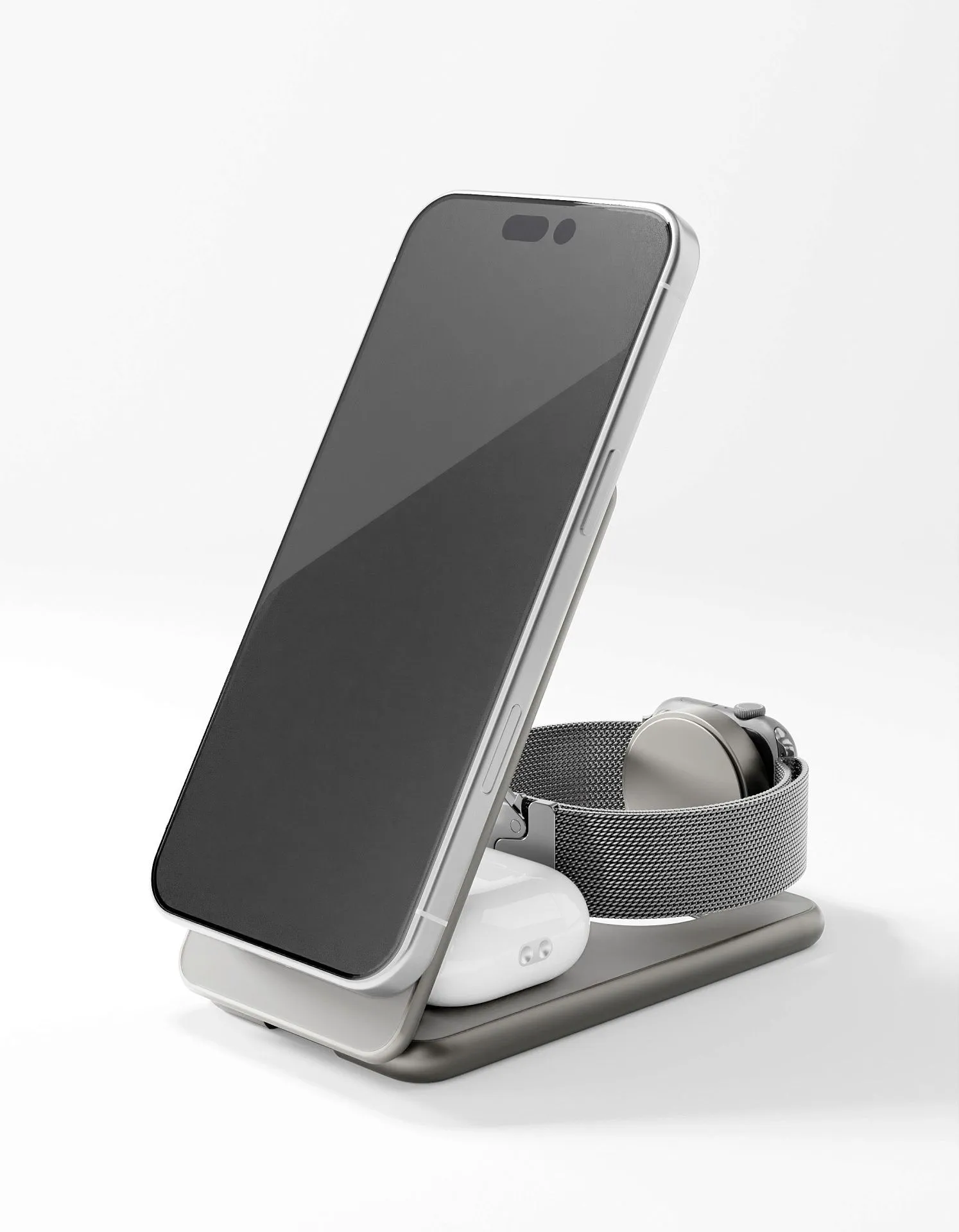 Беспроводное зарядное устройство VLP Alum Power Pro для Apple, натуральный титанphoto3