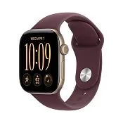 Apple Watch Series 12, 42 мм корпус из алюминия золотого цвета, спортивный ремешок бордового цвета