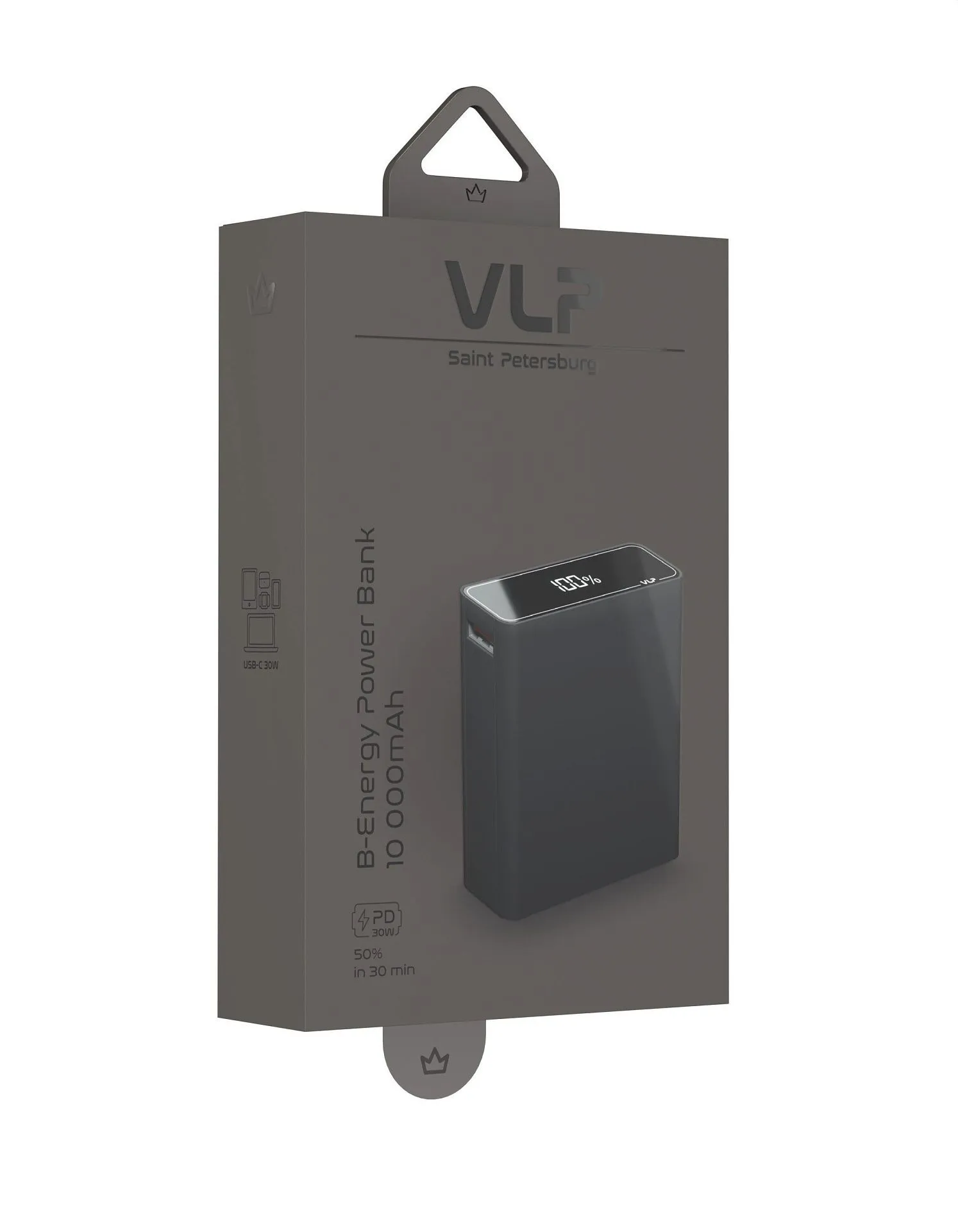 Аккумулятор внешний VLP B-Energy 10000 mAh 30W, USB-C, USB-A , steel grayphoto6