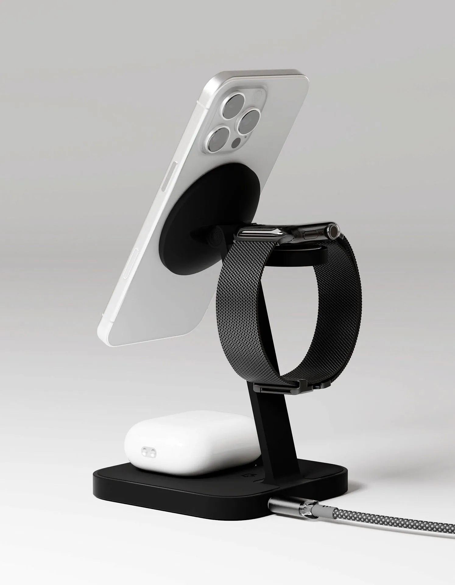 Беспроводное зарядное устройство VLP Unity Power 3in1 для Apple, черный титанphoto3