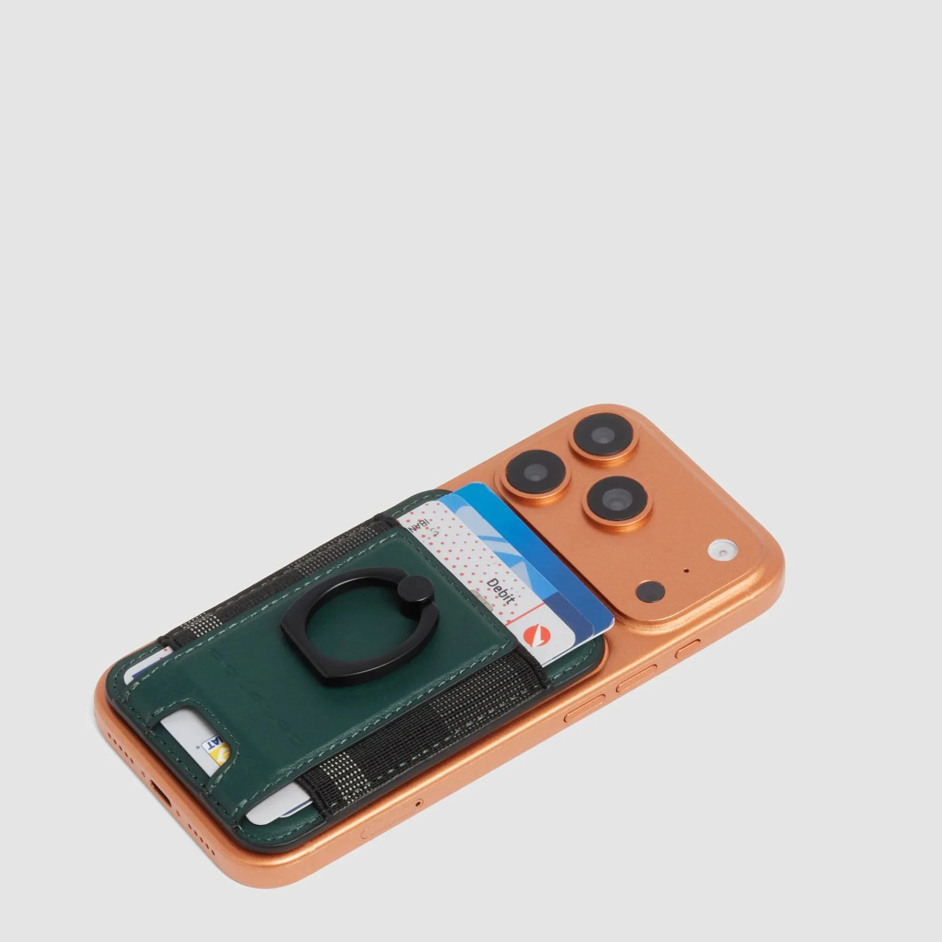 Кожаный картхолдер MagSafe с кольцом-подставкой Piquadro PP7284S145R/VE, зелёныйphoto2