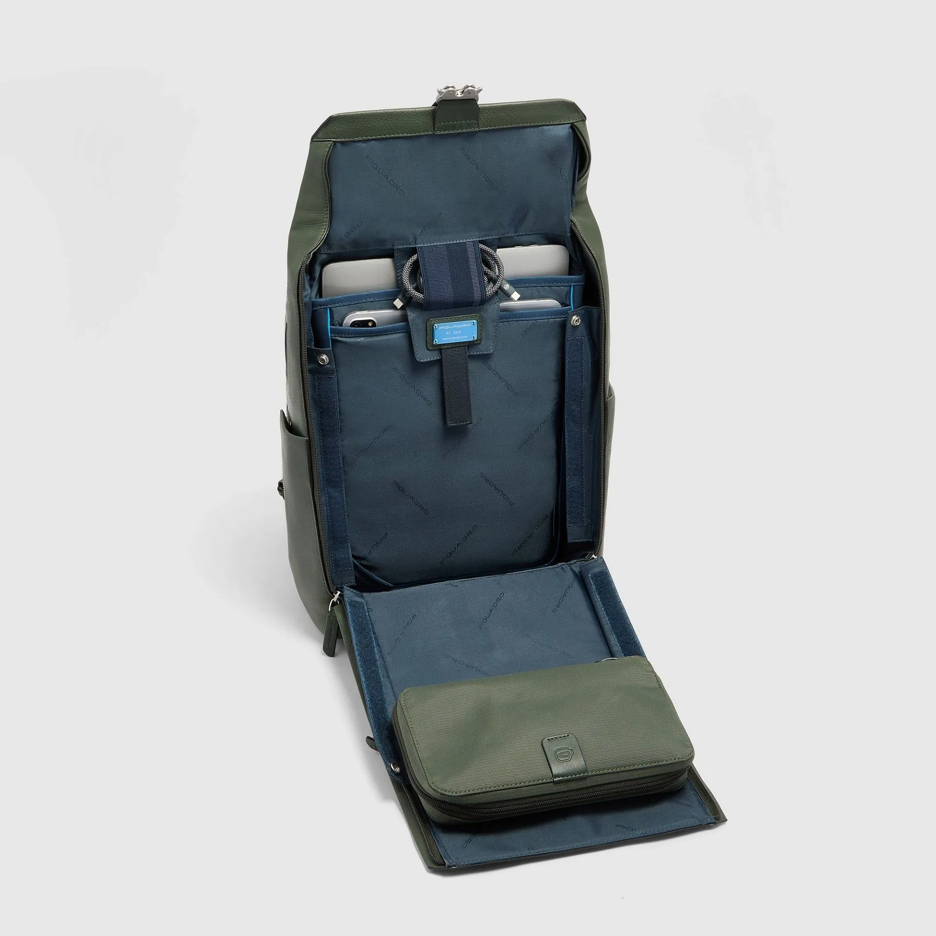 Кожаный рюкзак для ноутбука 15,6" с RFID-защитой карт Piquadro CA7158W144/VE, зелёныйphoto6
