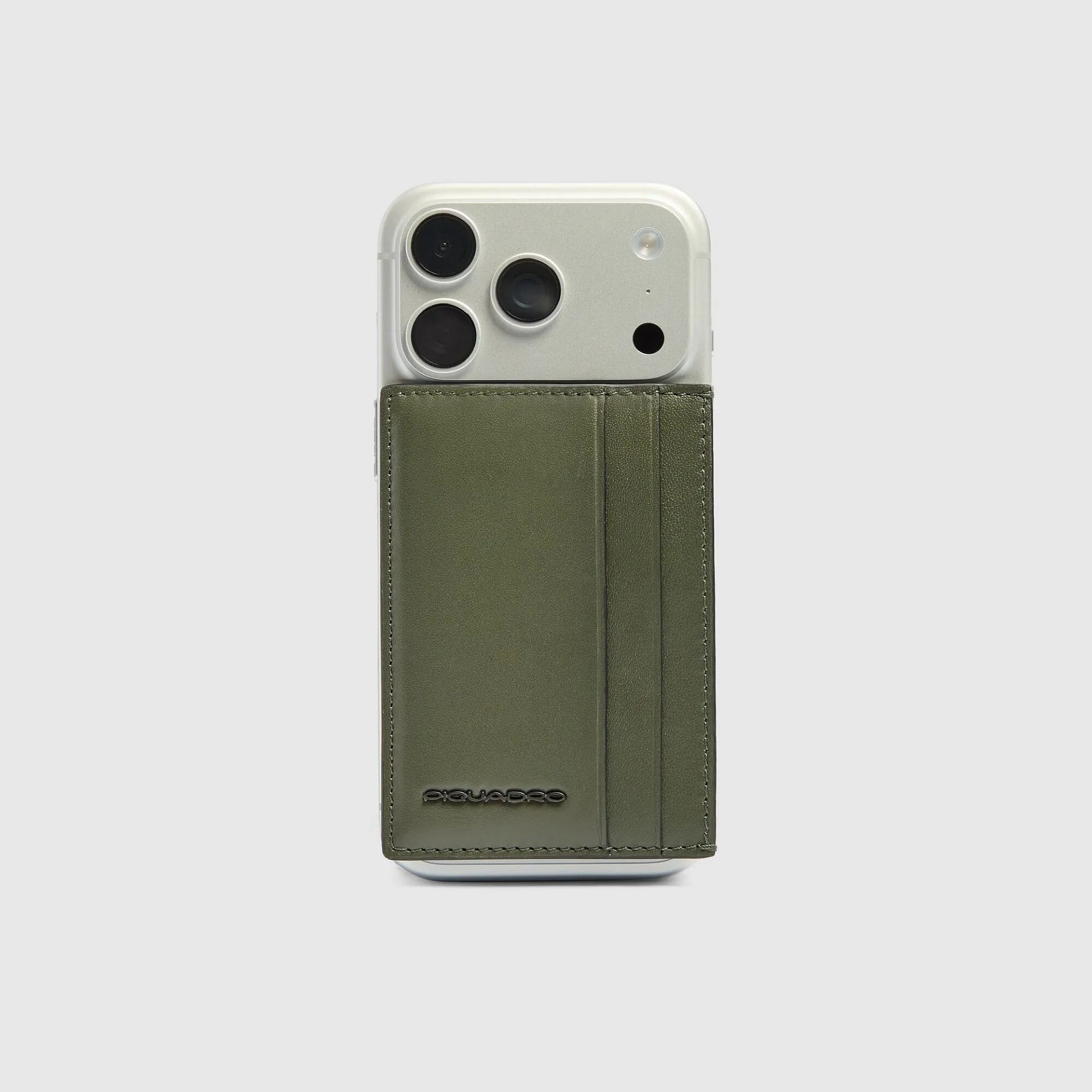 Кожаный картхолдер MagSafe на 2 карты с RFID-защитой Piquadro PP7435PQ6/VE, зелёныйphoto2