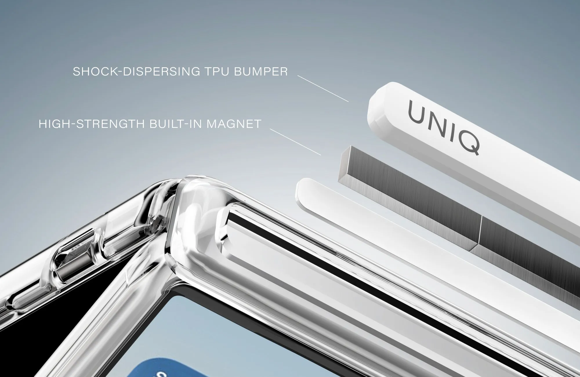 Чехол UNIQ Velix Q-Fold 360 Kickstand для iPhone Duo, прозрачный (clear)