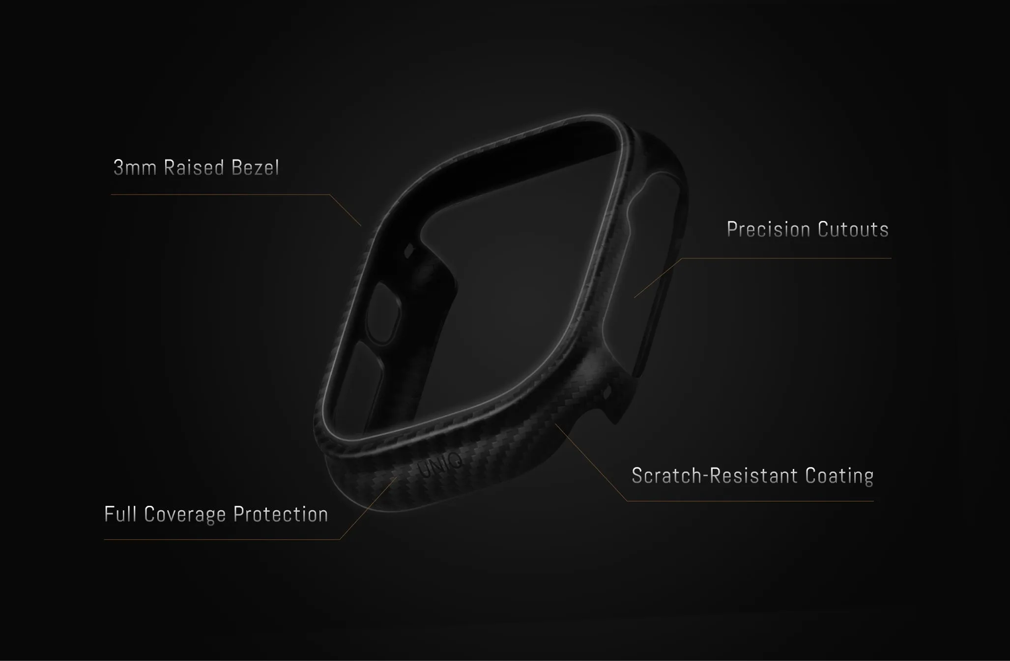 Чехол UNIQ Keva Verge для Apple Watch 49 мм, черный (Carbon Black)