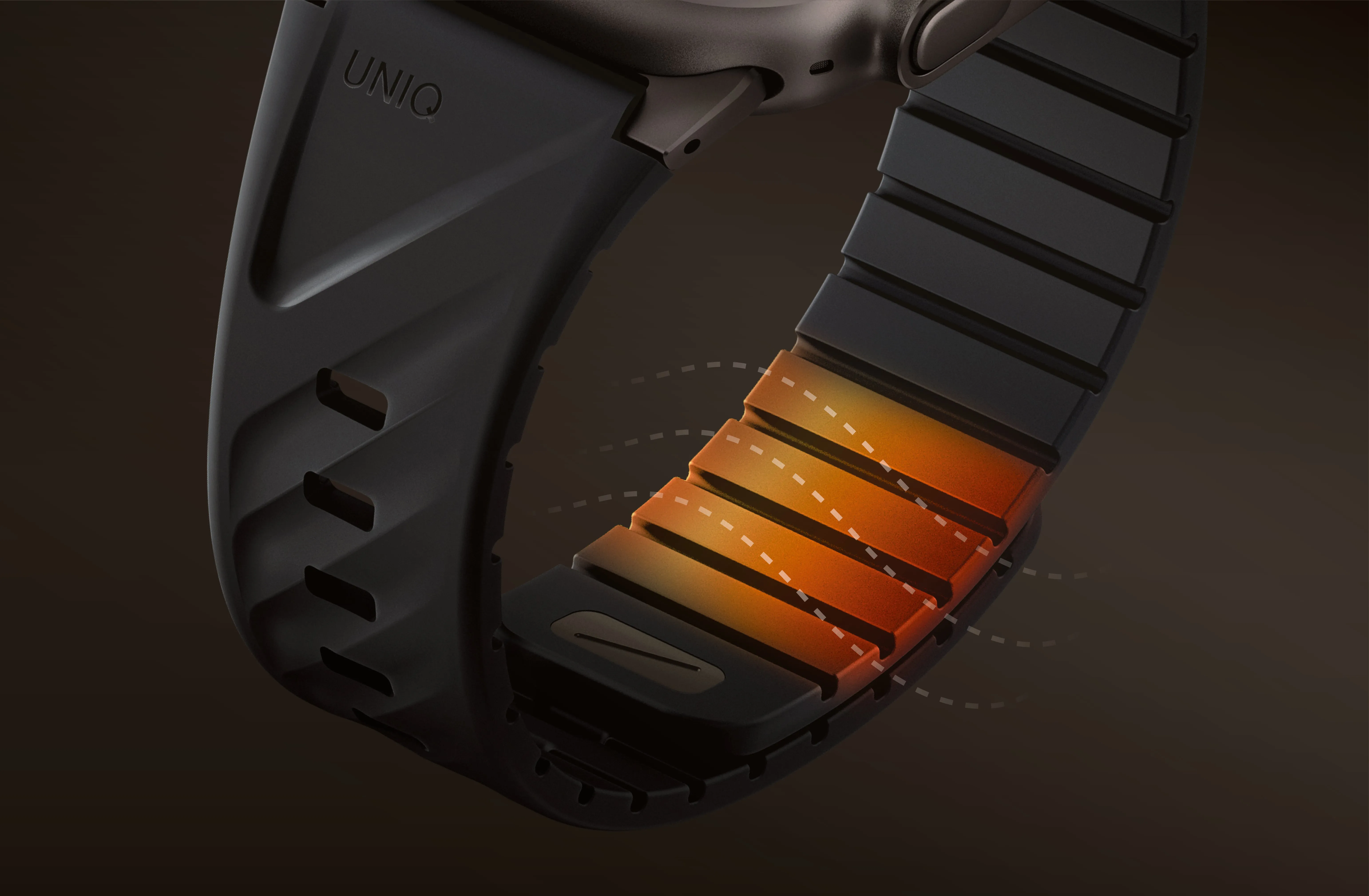 Ремешок UNIQ Fluo для Apple Watch 49/46/45/44/42/41/40 мм, оранжевый (Volt Orange)