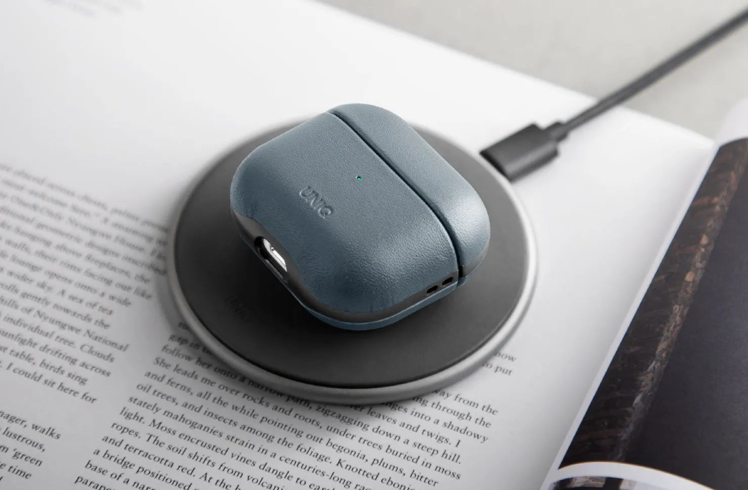 Чехол UNIQ Lyden DS для AirPods 4 / AirPods 5, серый (flint grey)