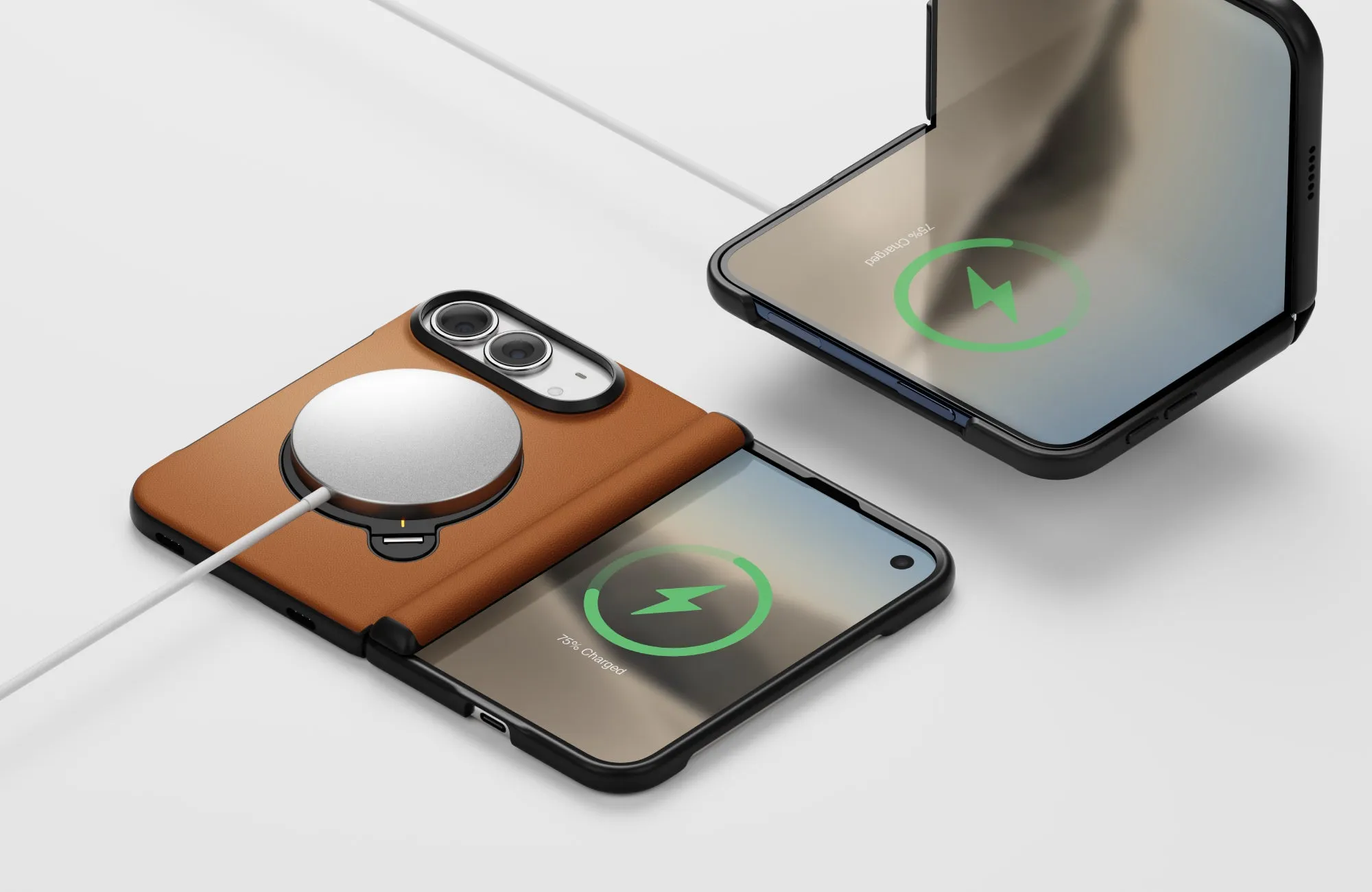 Чехол UNIQ Elix Q-Fold 360 Leather для iPhone Duo, коричневый (caramel)