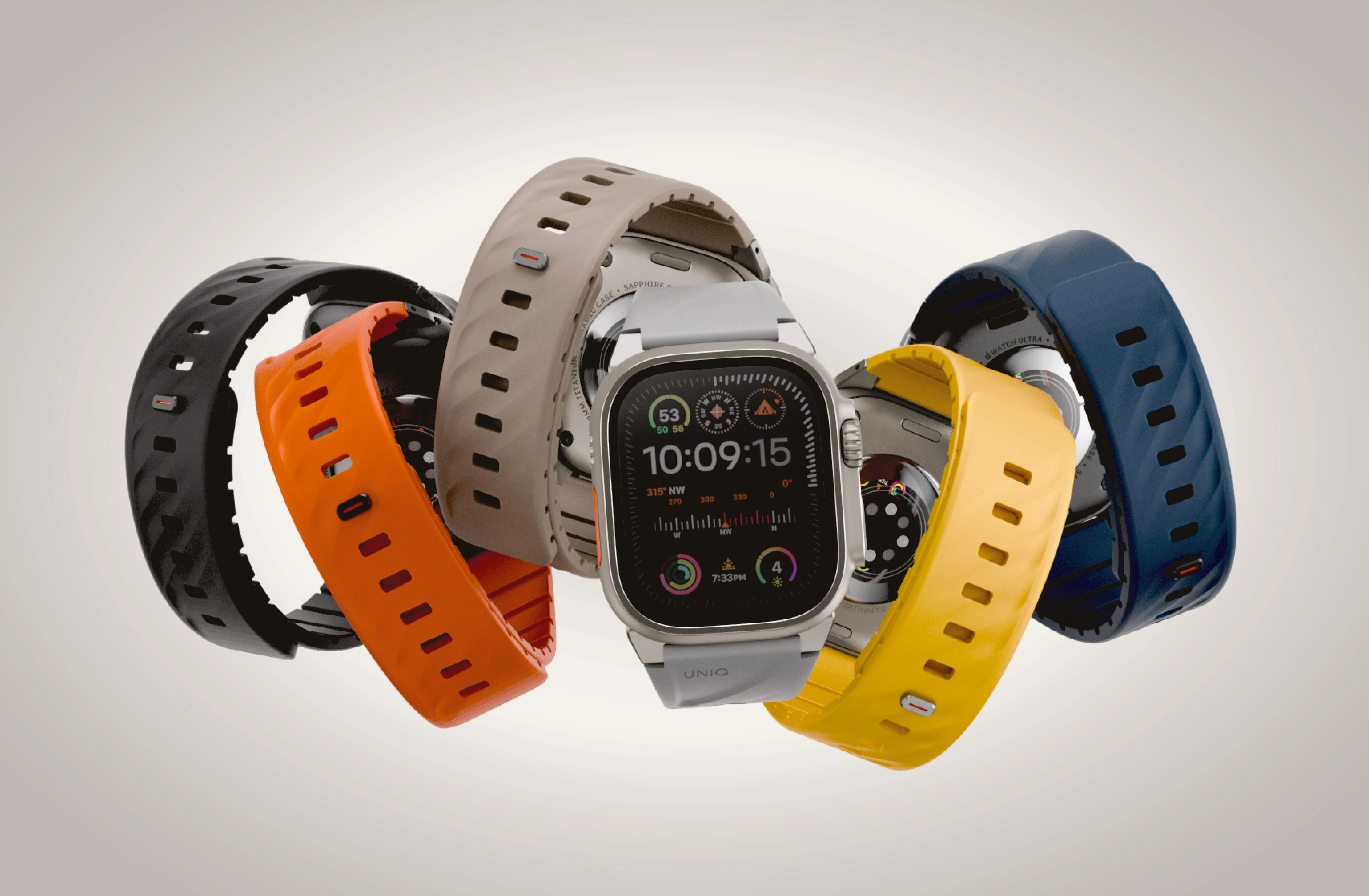 Ремешок UNIQ Fluo для Apple Watch 49/46/45/44/42/41/40 мм, оранжевый (Volt Orange)