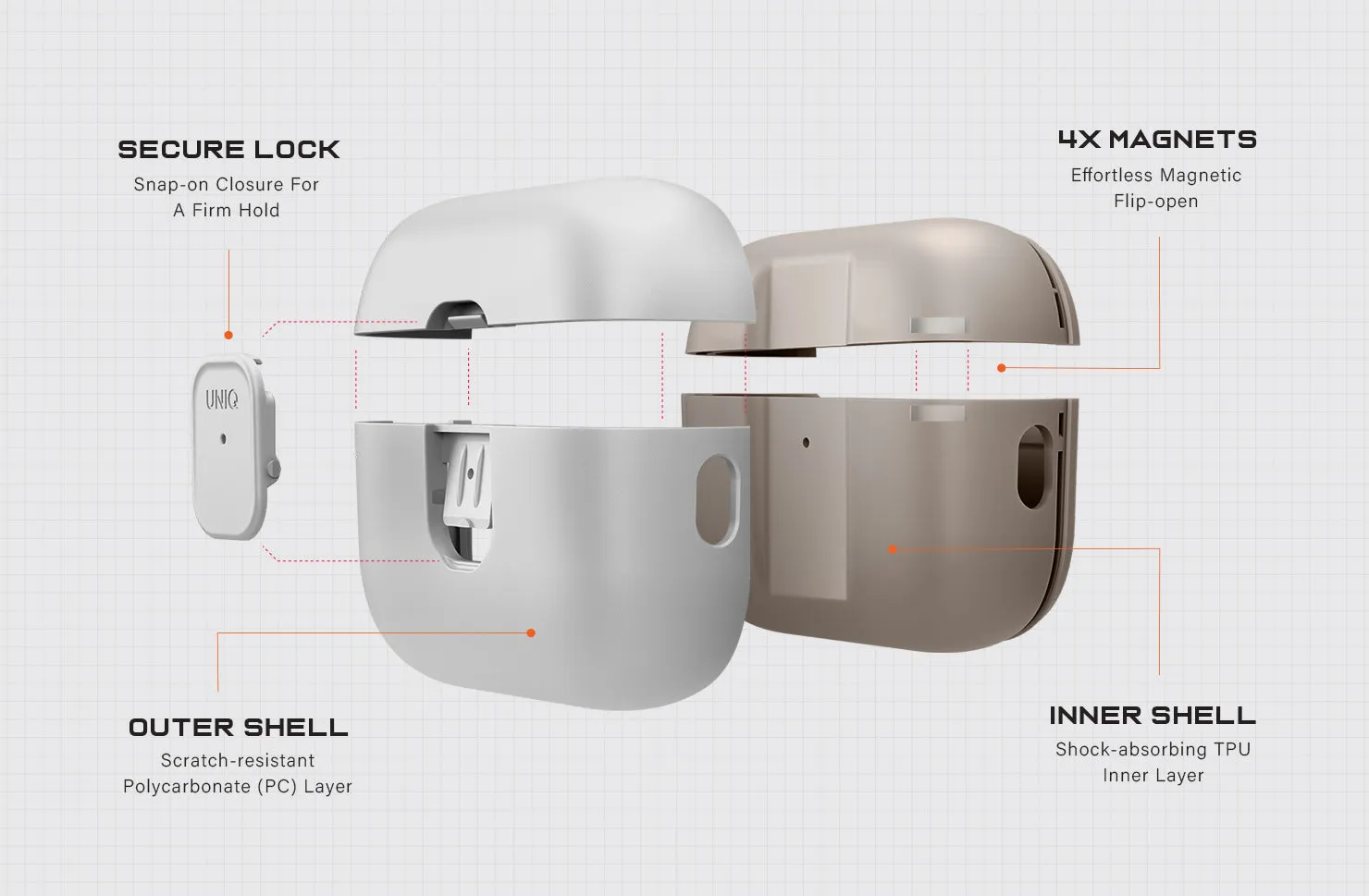Чехол UNIQ Clyde для AirPods Pro (3rd Gen), серый / желтый (Racingyellow Darkgrey)